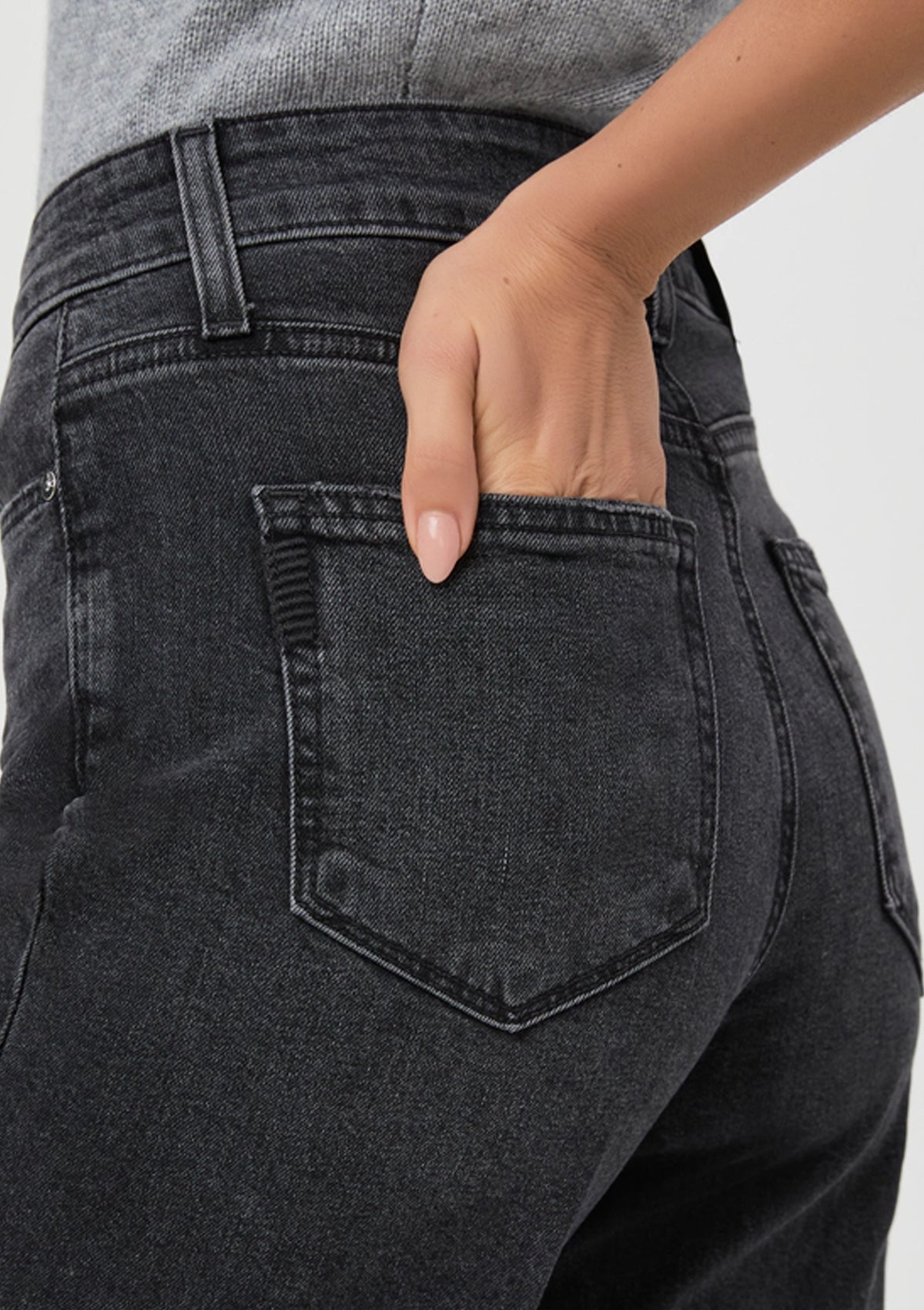 Paige Anessa 31 Inch Raw Hem Jeans Viper Black Distressed