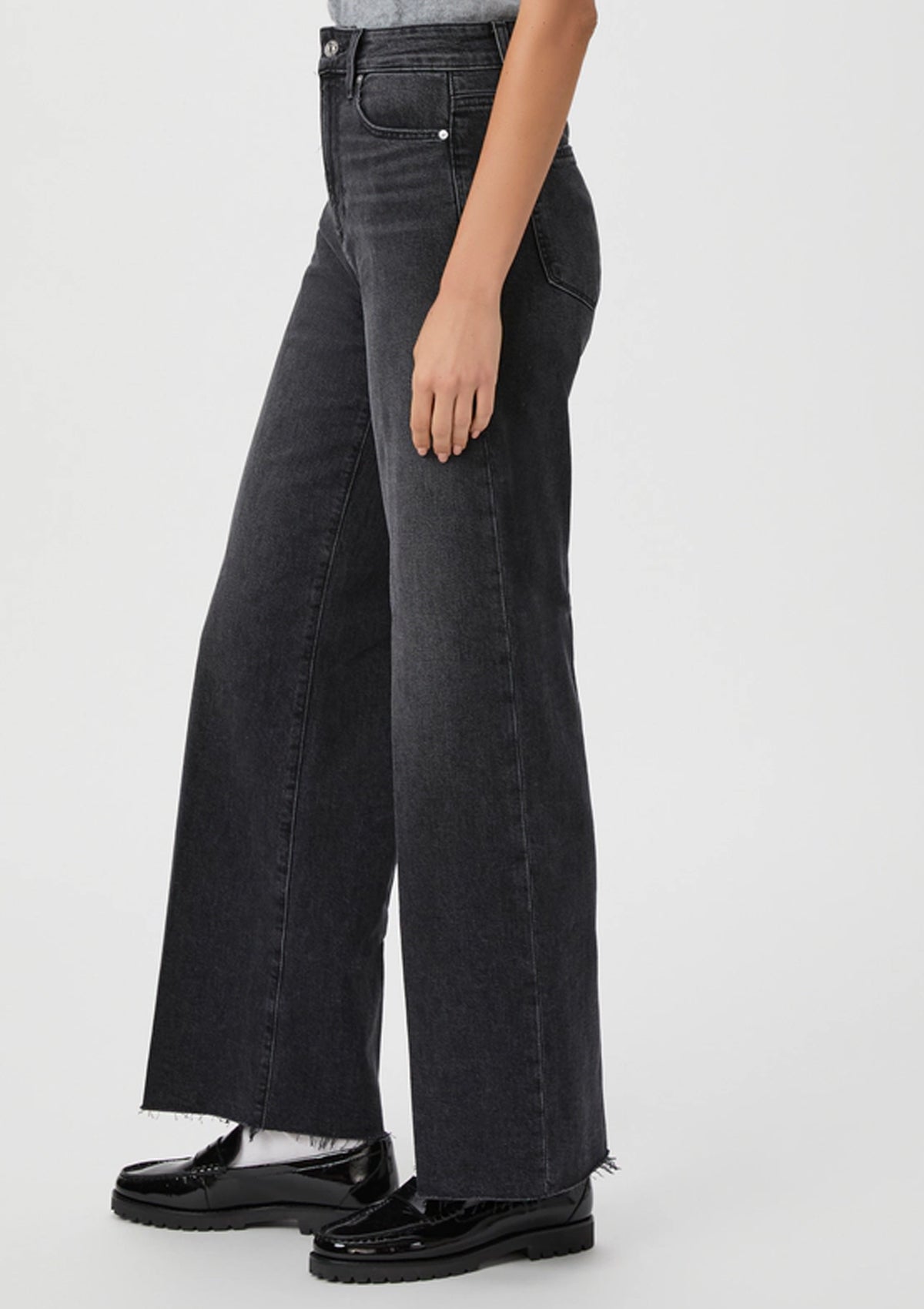 Paige Anessa 31 Inch Raw Hem Jeans Viper Black Distressed