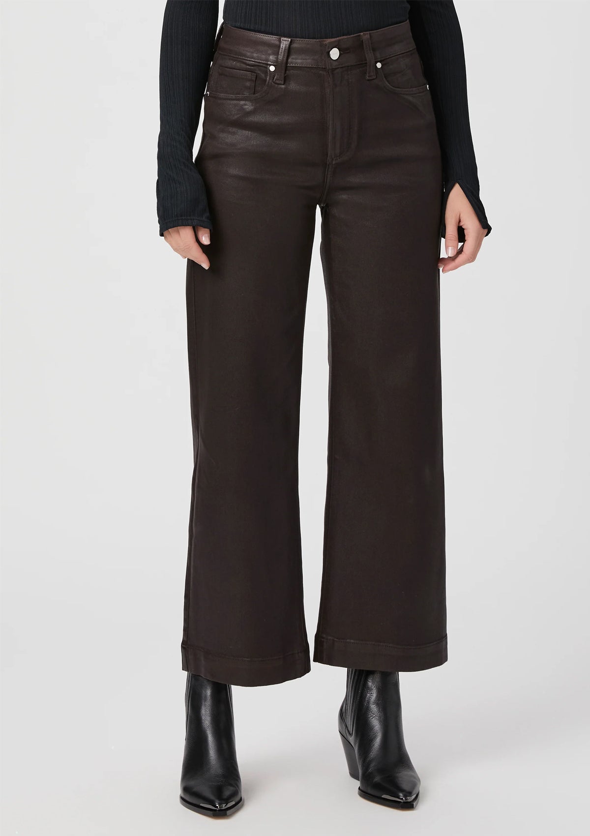 Paige Anessa Wide Leg Jean Chicory Coffee Luxe Coating