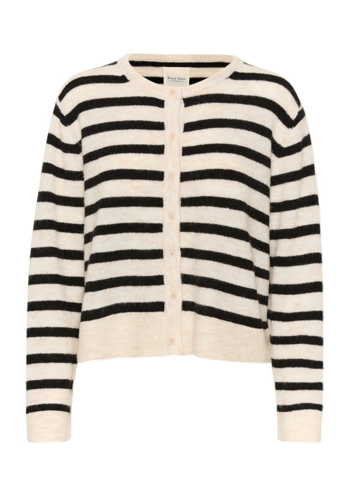 Part Two Stripe Cardigan Black