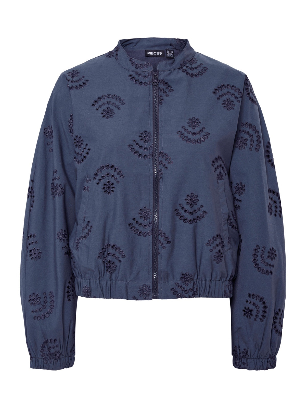 Pieces Broderie Anglaise Bomber Jacket Navy