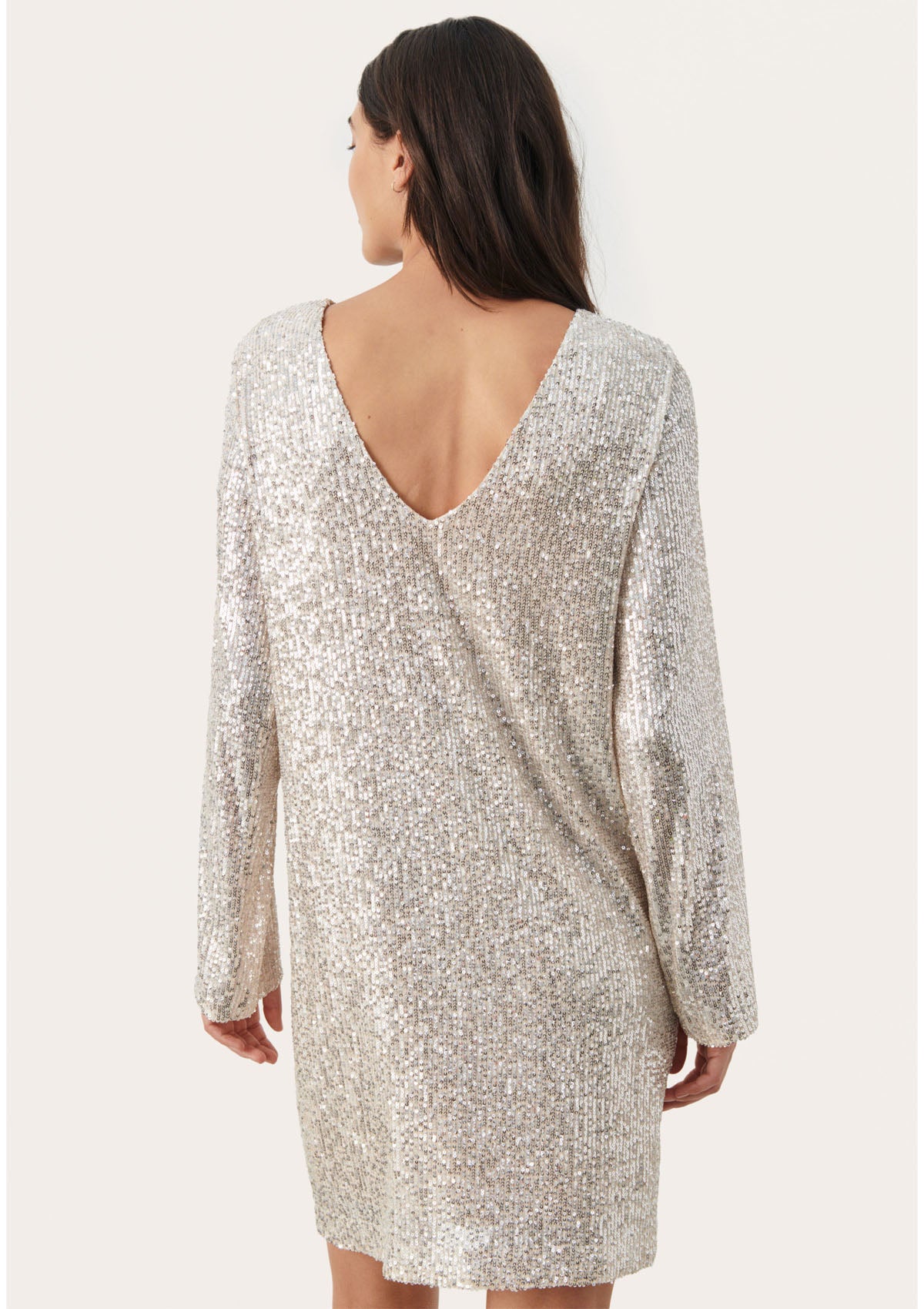 Part Two Darleen Silver Sequin Long Sleeve Dress