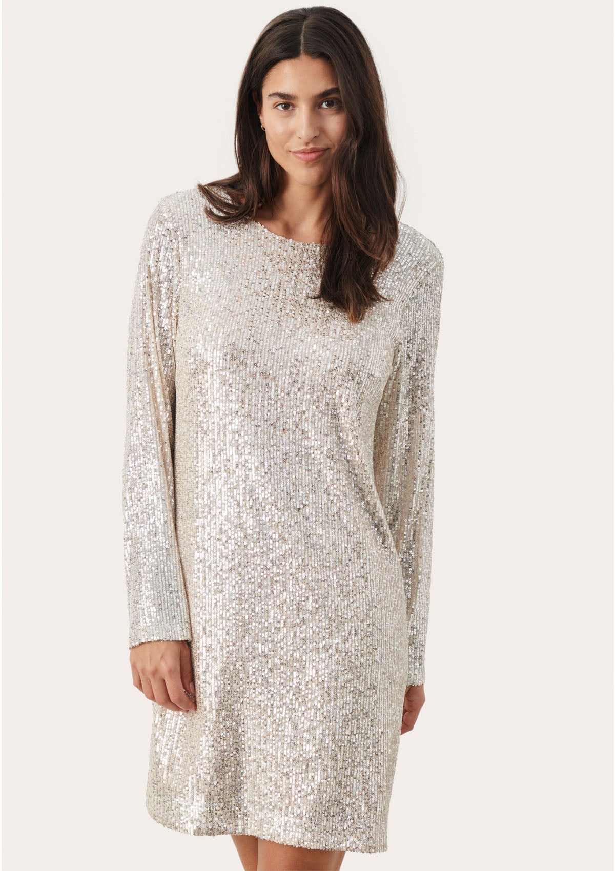 Part Two Darleen Silver Sequin Long Sleeve Dress