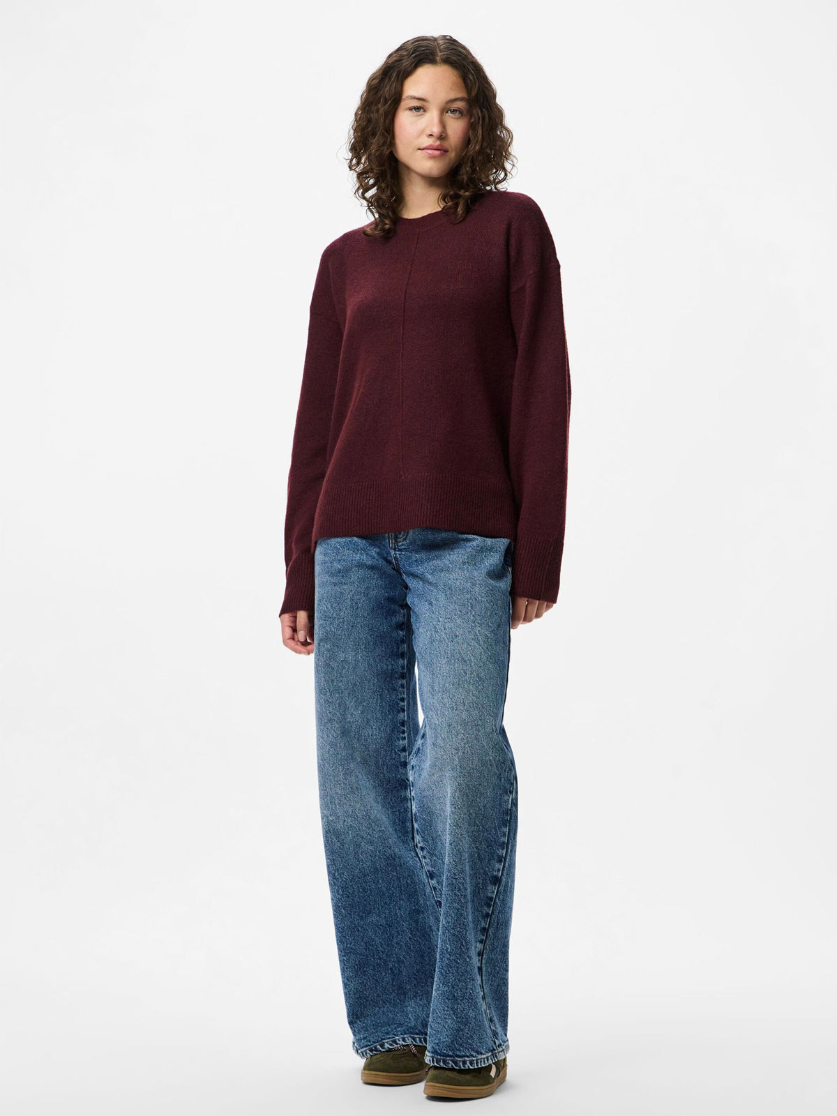 Pieces O-Neck Knit Tawny Port