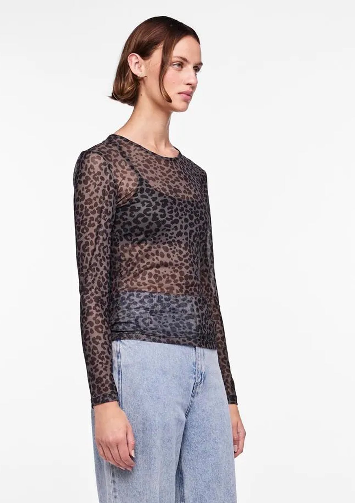 Pieces Leopard Mesh Top