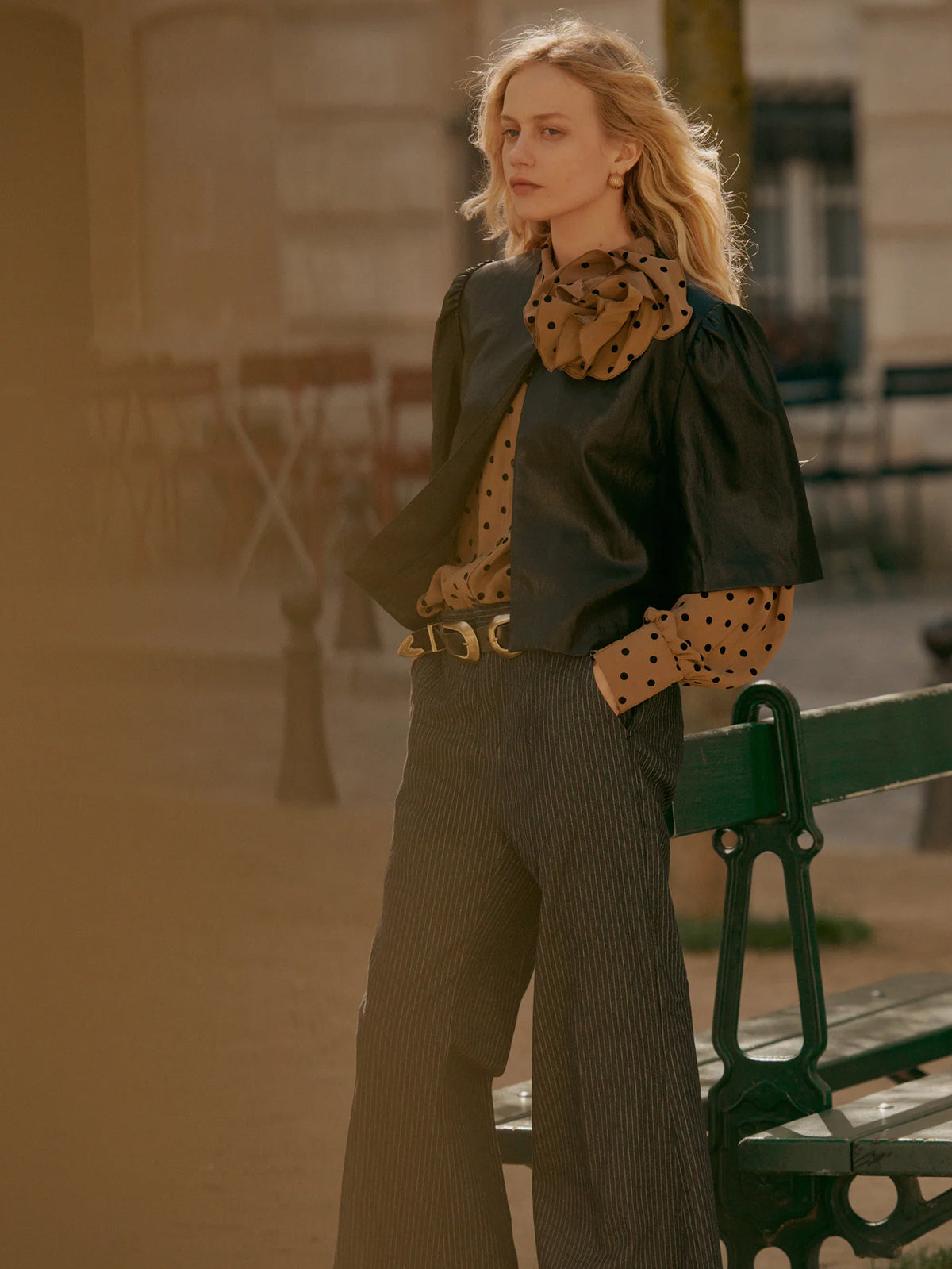 Summum Blouse With Flock Polka Dot Print Brown