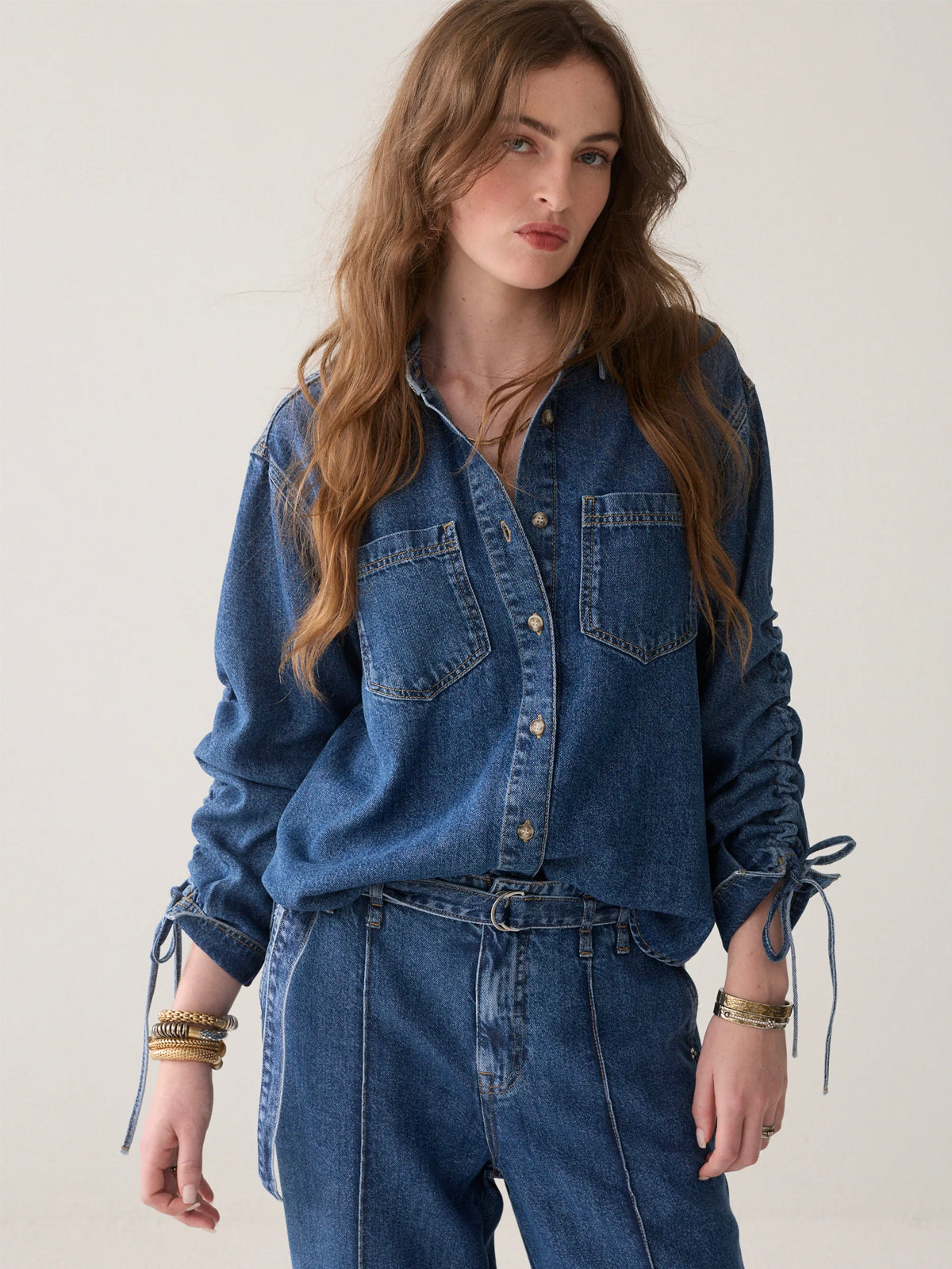 Denim Blouse With Boyfriend Fit