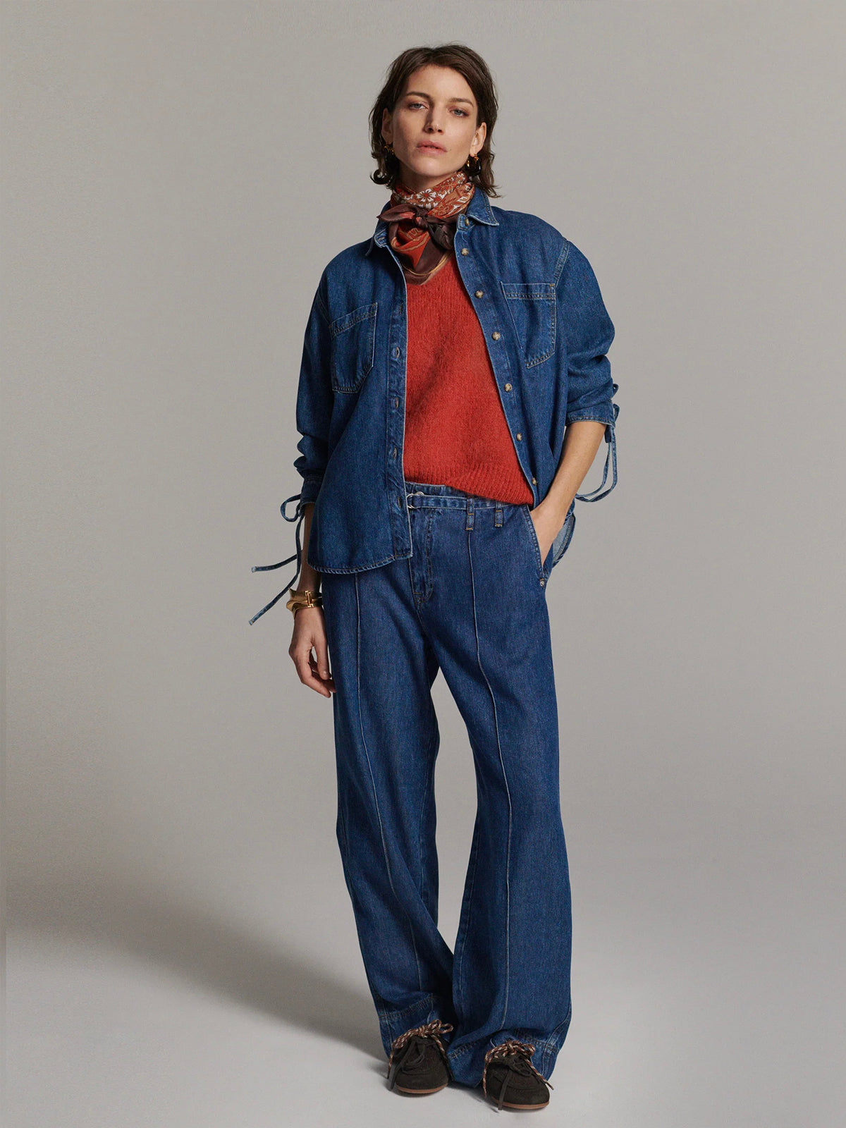 Denim Blouse With Boyfriend Fit
