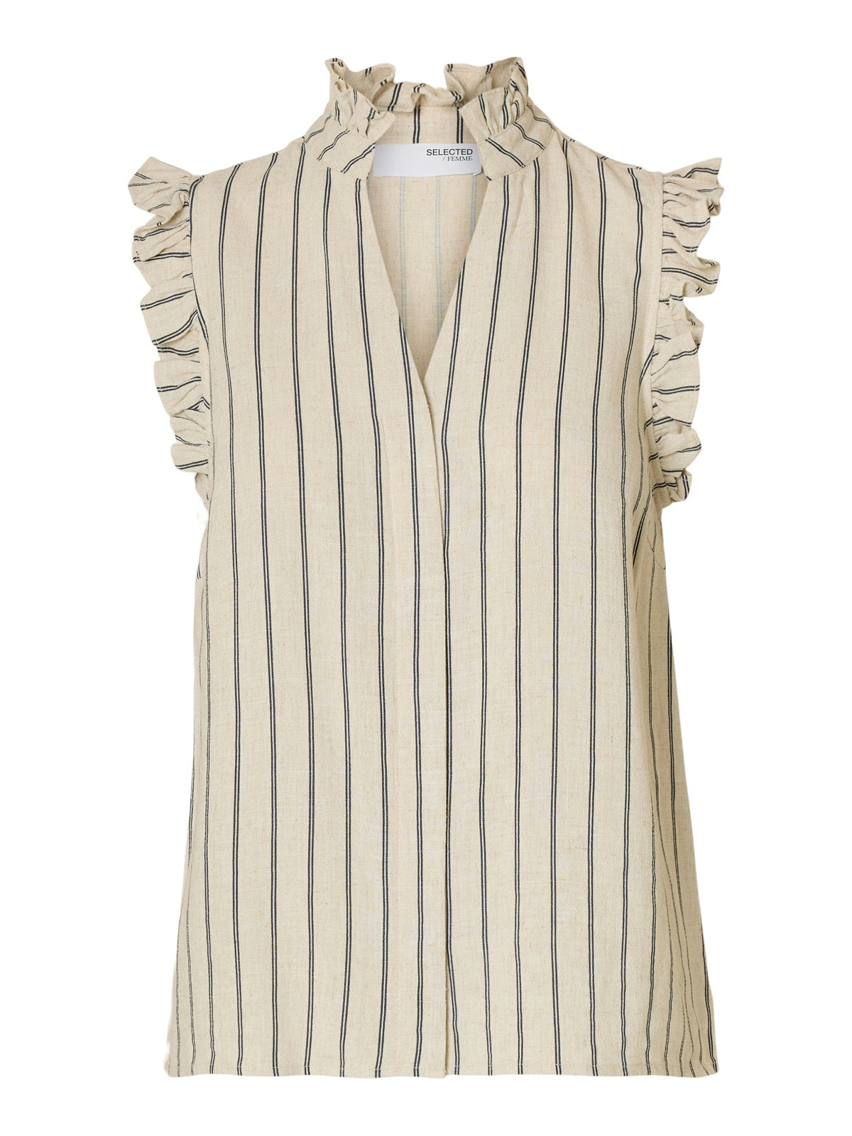 Selected Femme Ruffle Detail Top Stripe