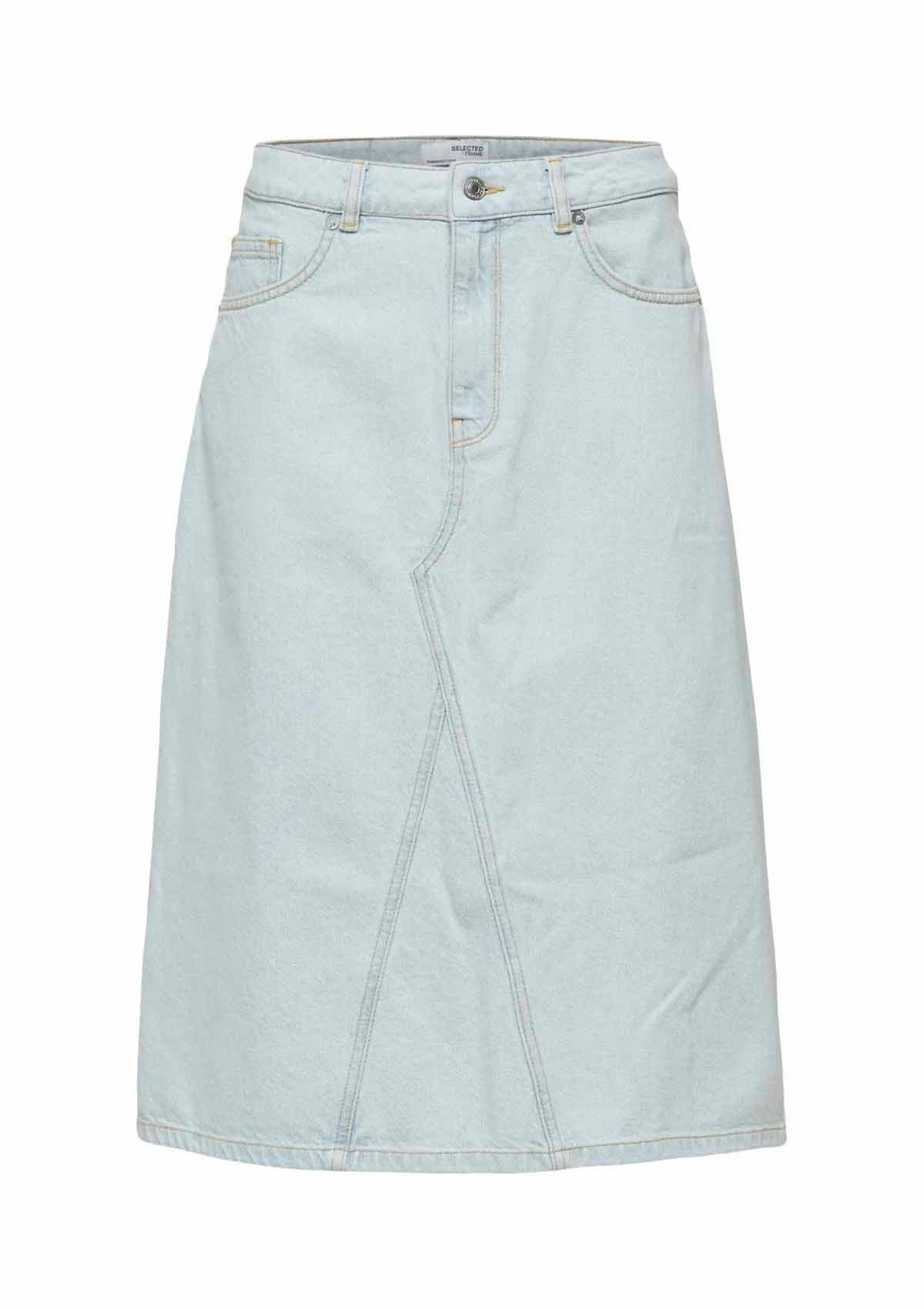 Selected Femme Ruby High Waist Blue Denim Skirt