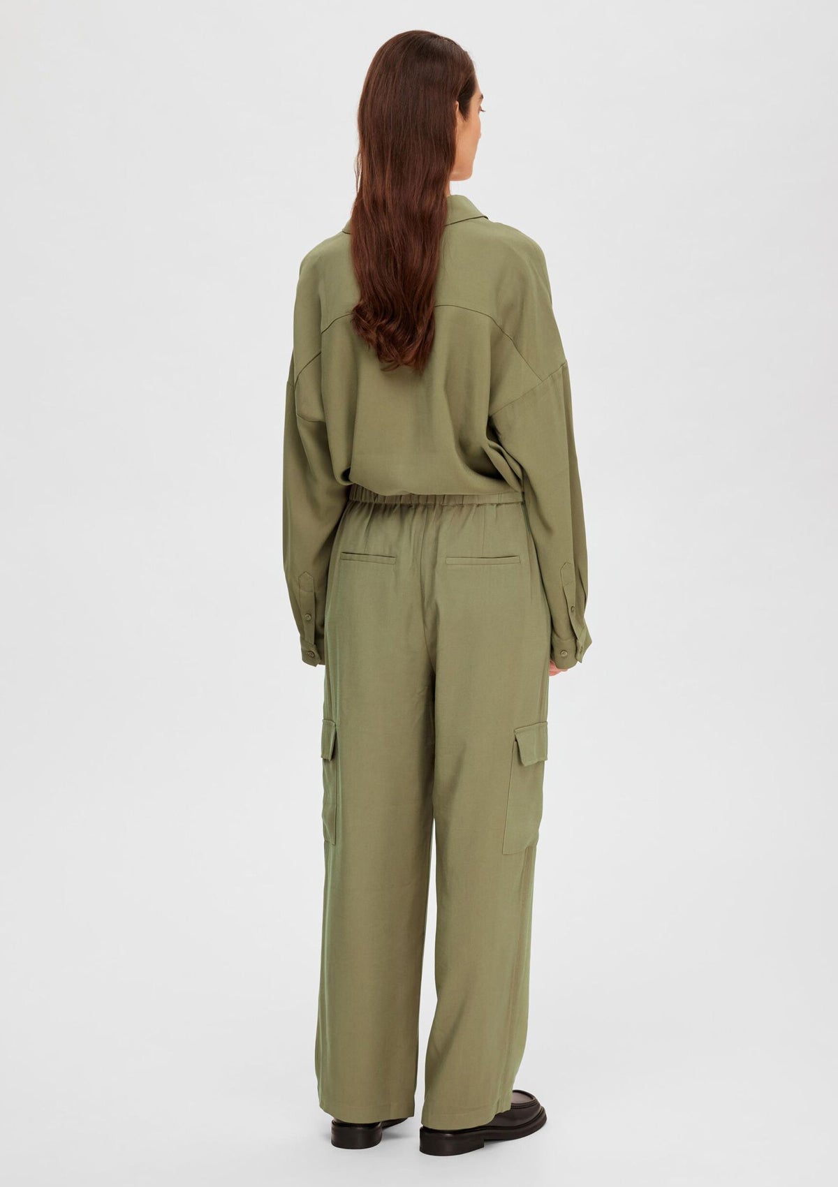 Selected Femme Tapered Cargo Trousers Dusky Green