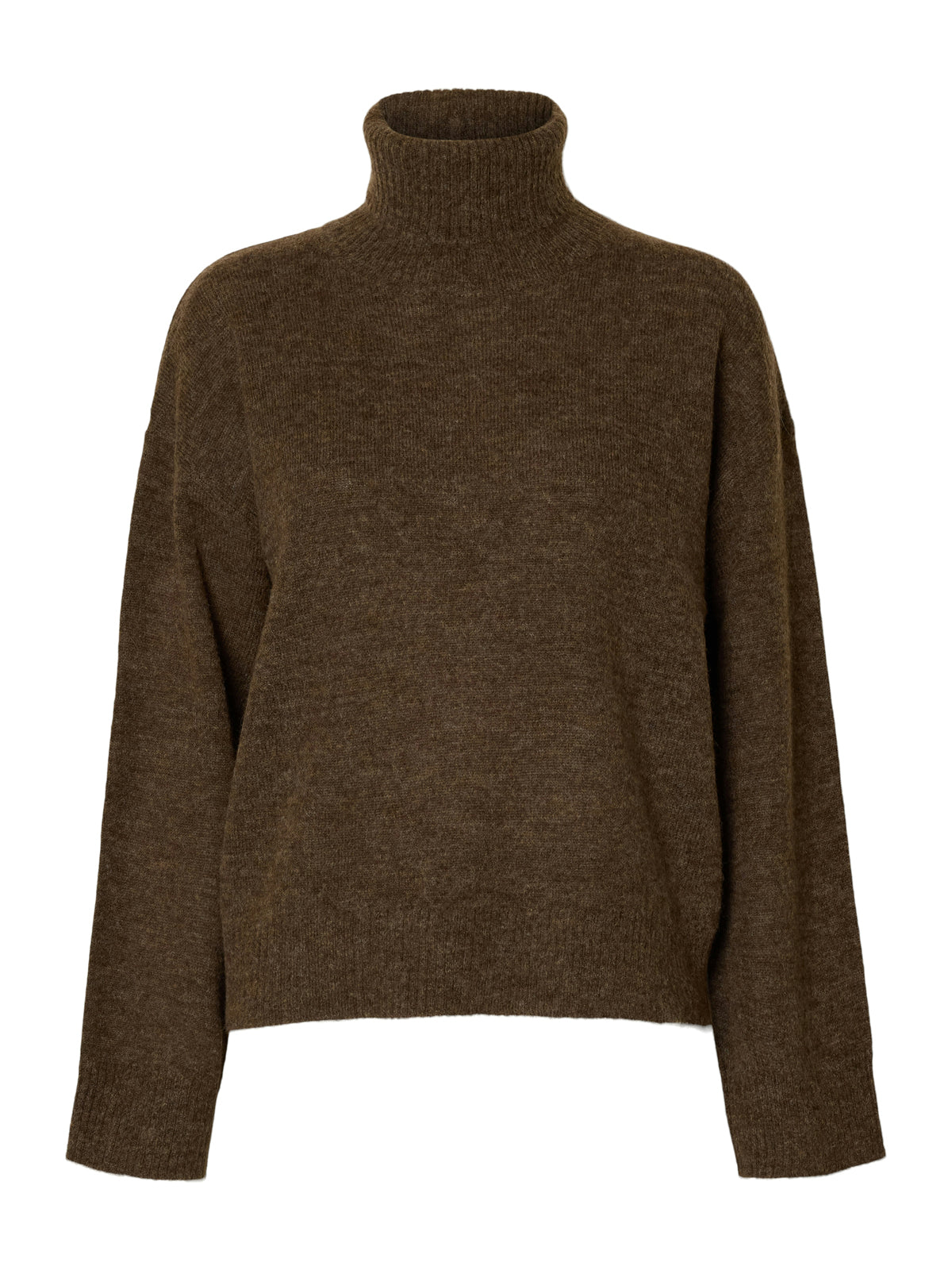 Selected Femme Lulu Roll Neck Brown