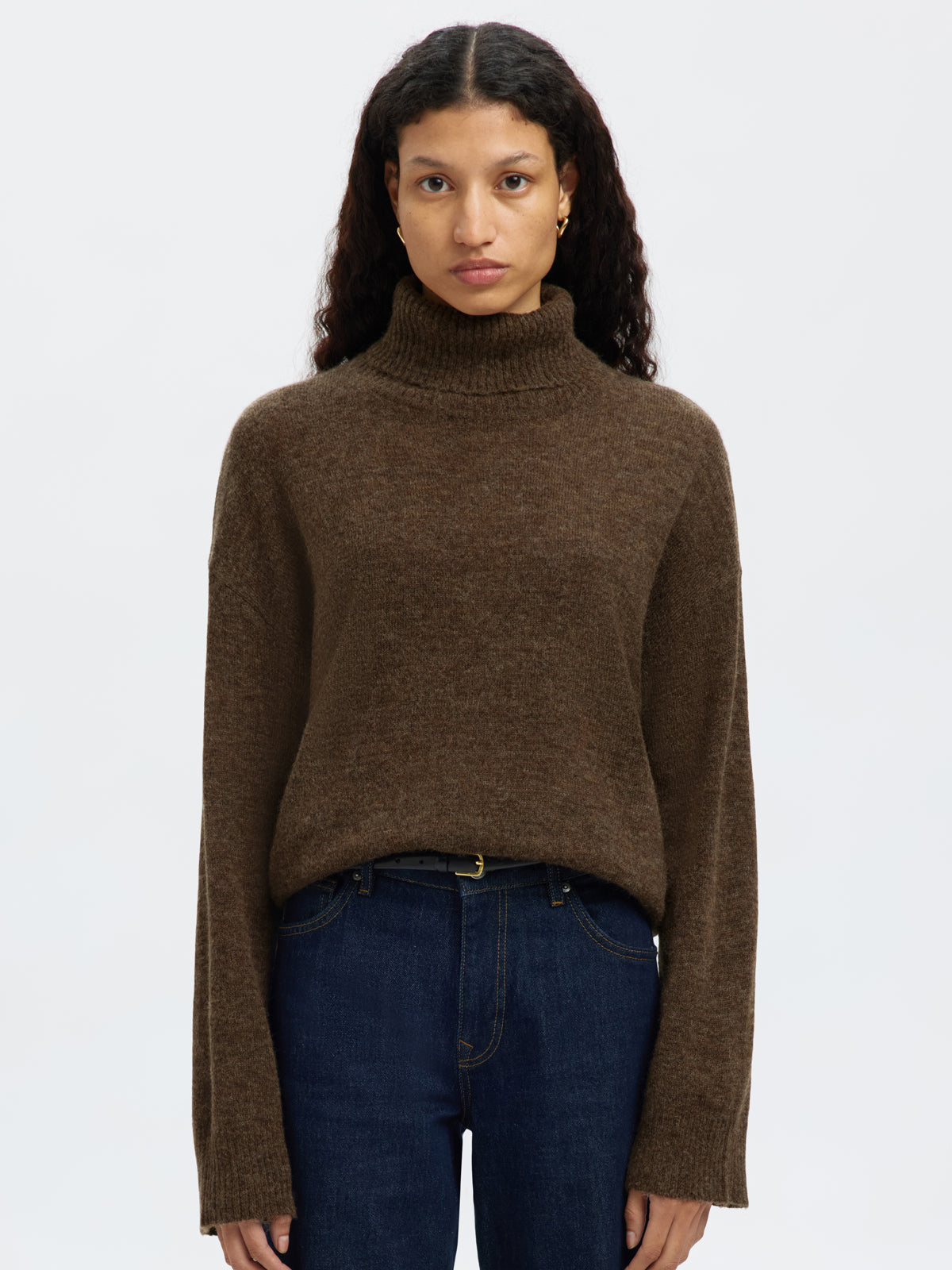 Selected Femme Lulu Roll Neck Brown