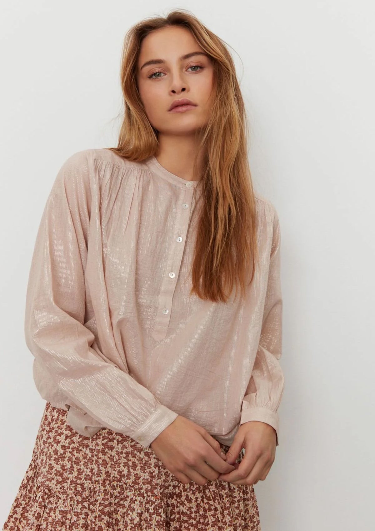 Sofie Schnoor Blush Metallic Blouse