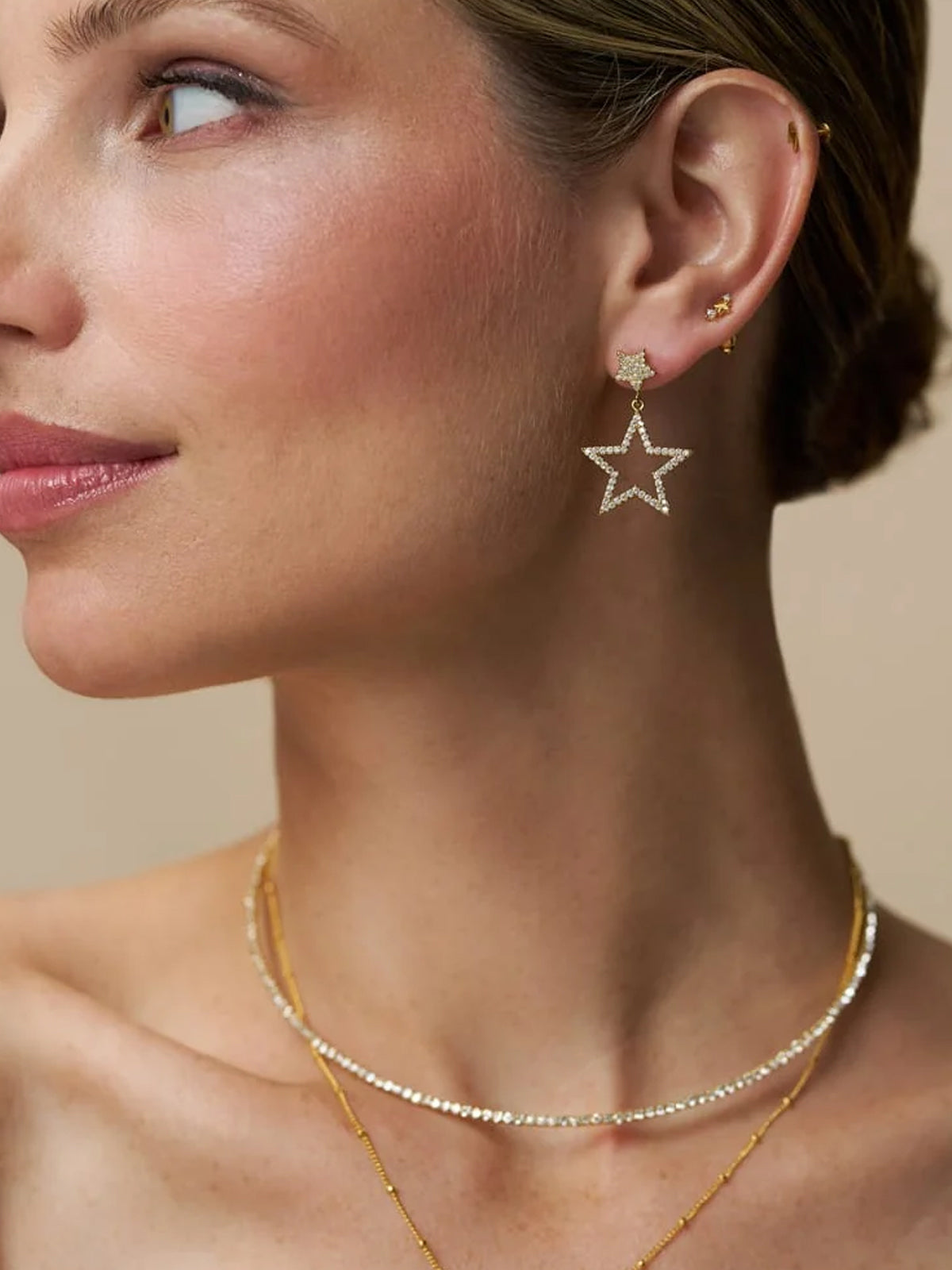 Crystal Cut-Out Star Drop Earrings