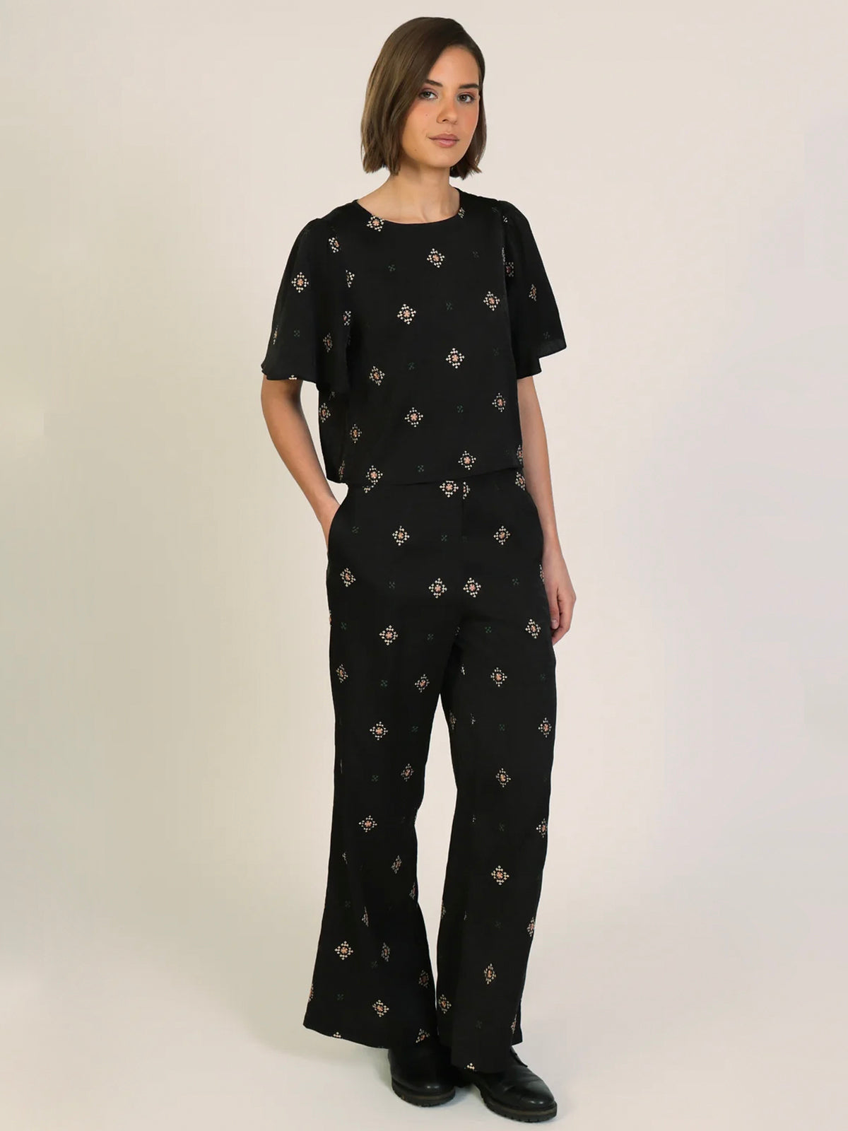 Traffic People Sacred Silence Edith Black Embroidered Trousers