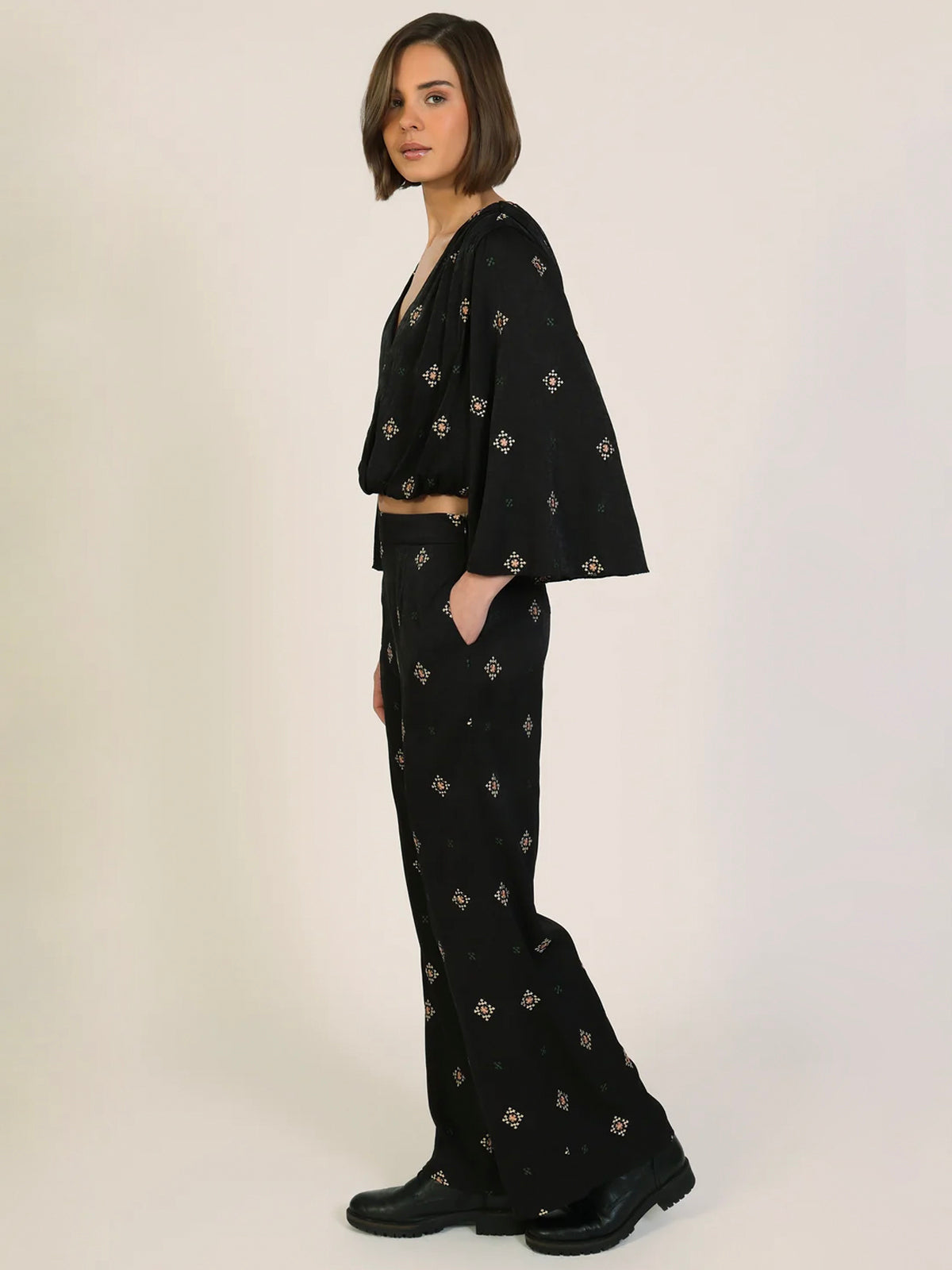 Traffic People Sacred Silence Edith Black Embroidered Trousers