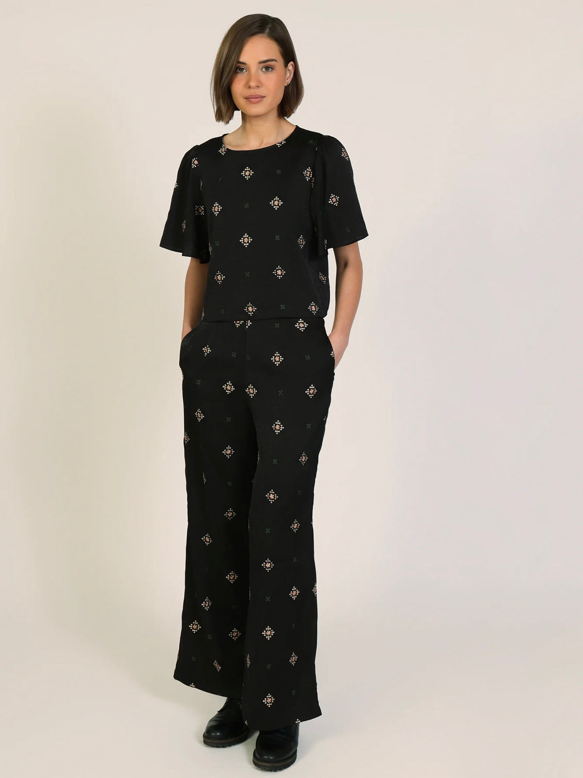 Traffic People Sacred Silence Edith Black Embroidered Trousers