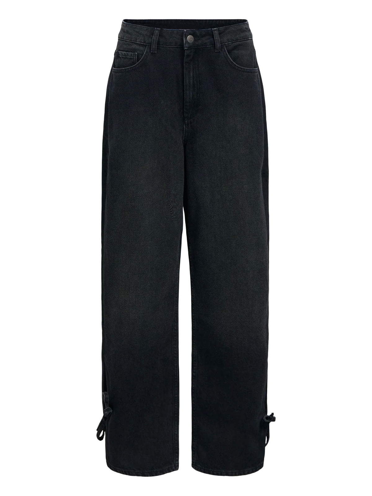 Wide Leg Tie Detail Jeans Black