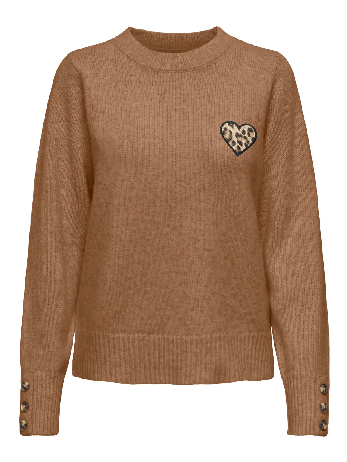 Embroidered Heart Motif Knit Jumper Toasted Coconut