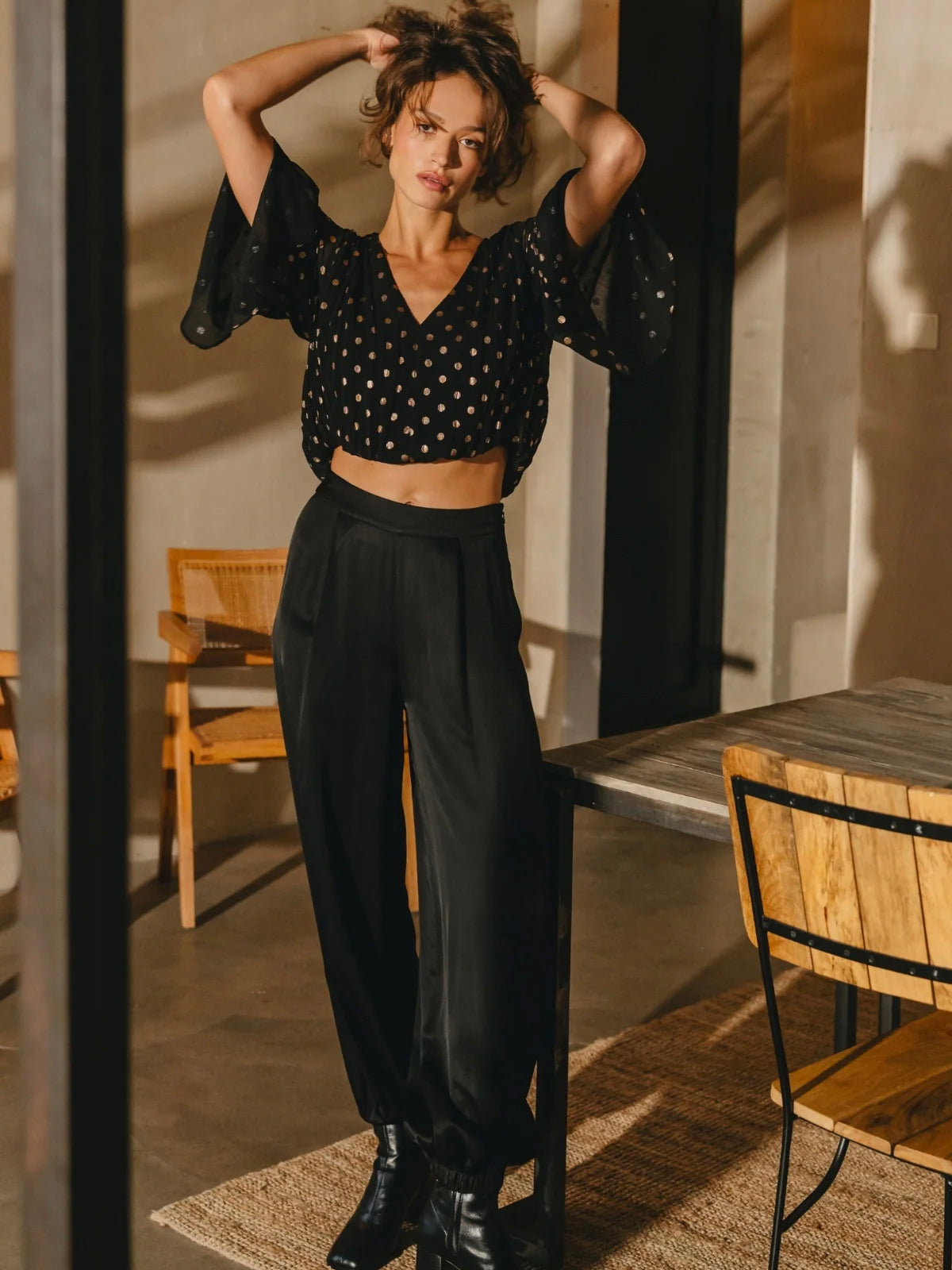 Traffic People Many Moons Circe Top Black