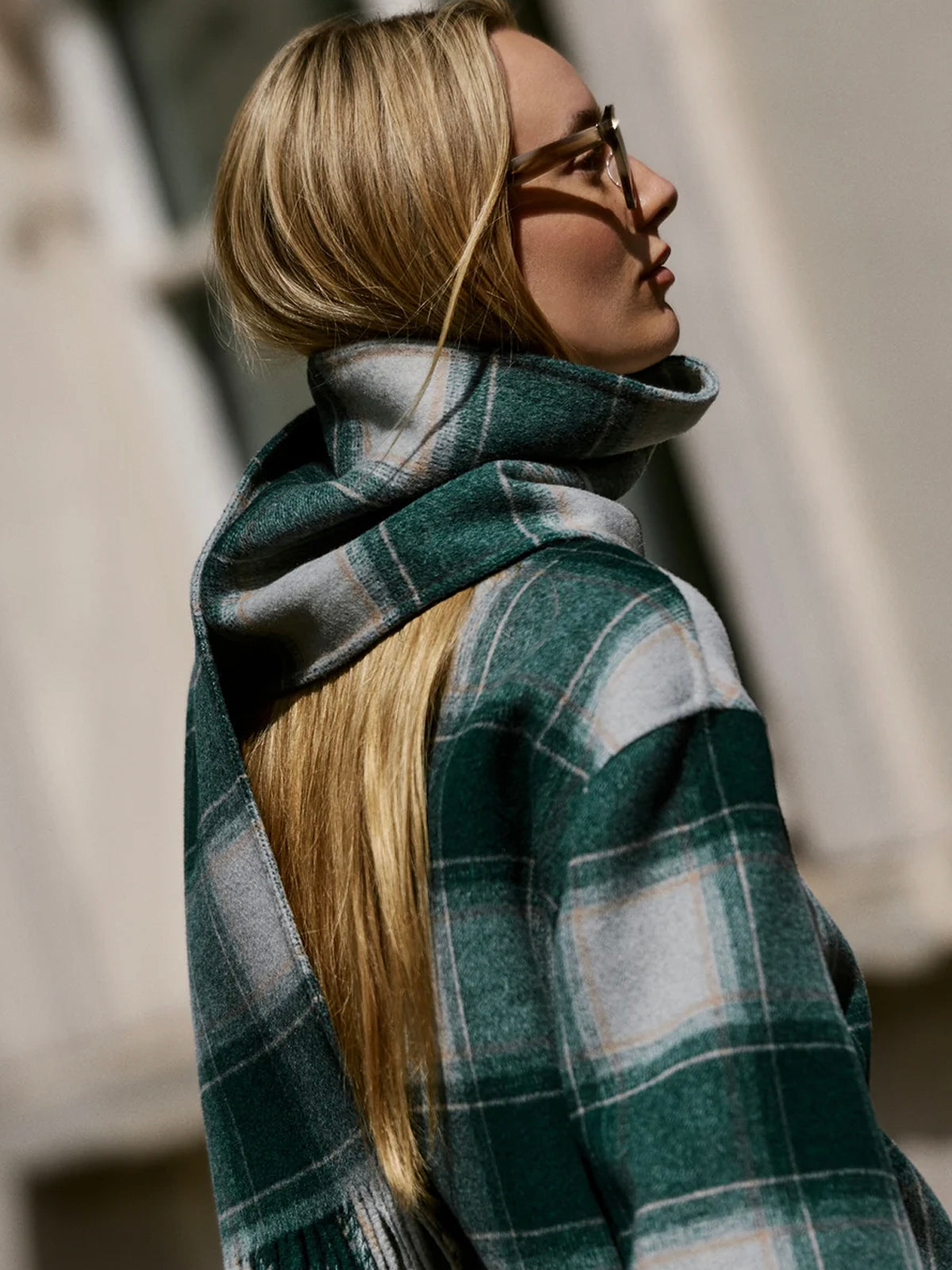 Varley Alderton Check Scarf Coat Ponderosa Pine