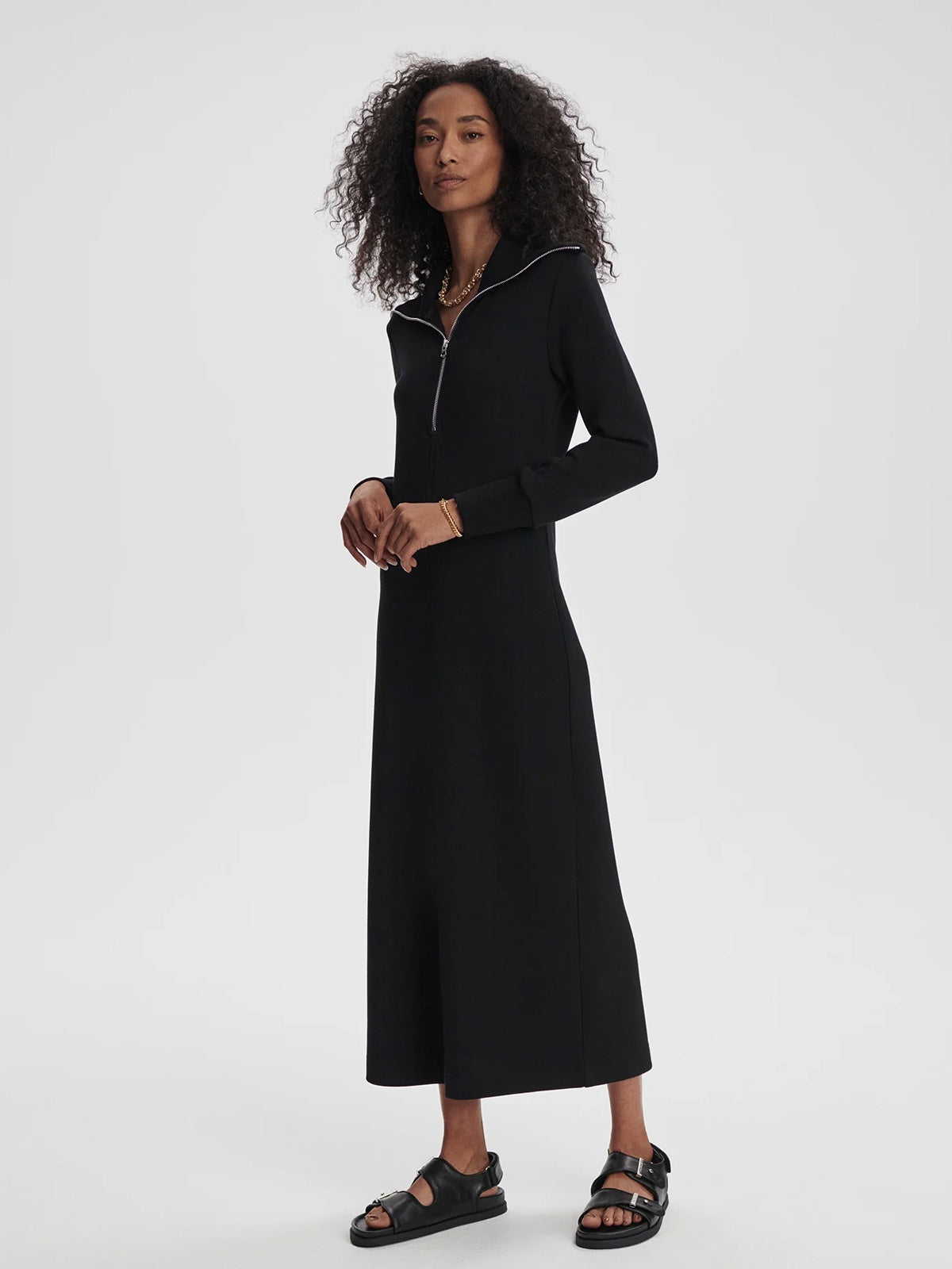 Varley Alexis Midi Dress Black