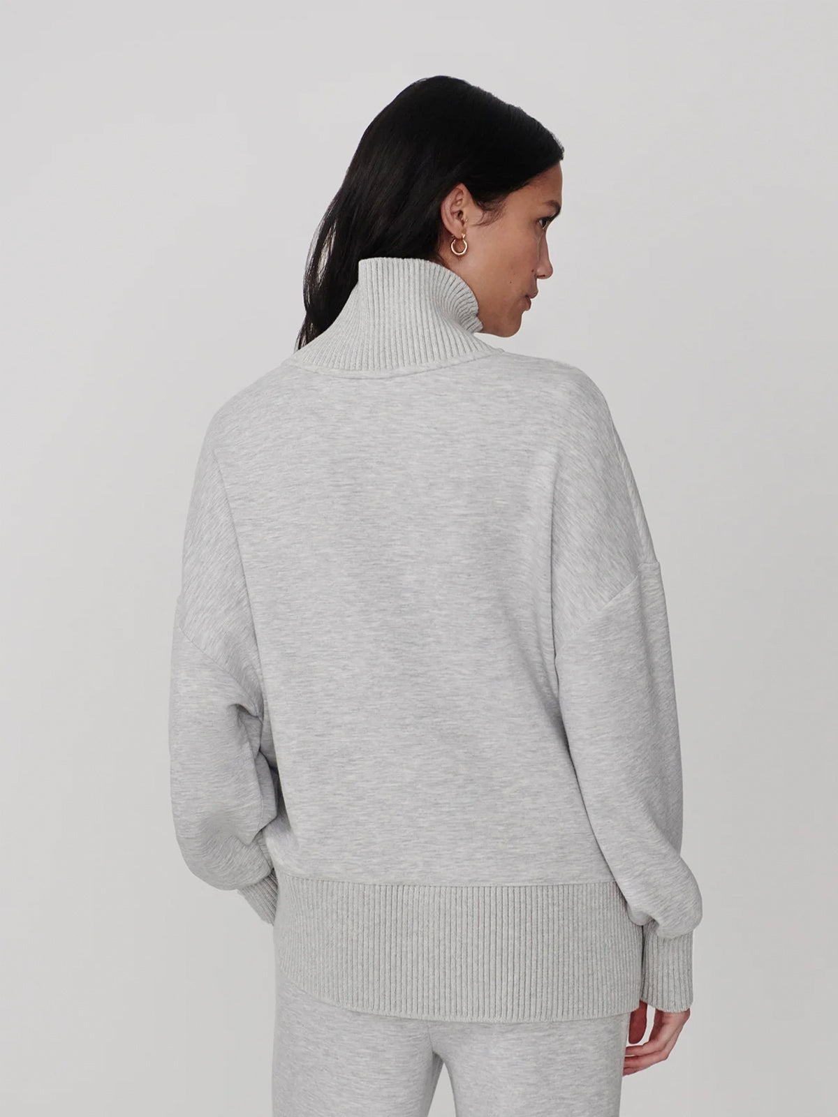 Varley Barker High Neck Sweat Light Grey Marl