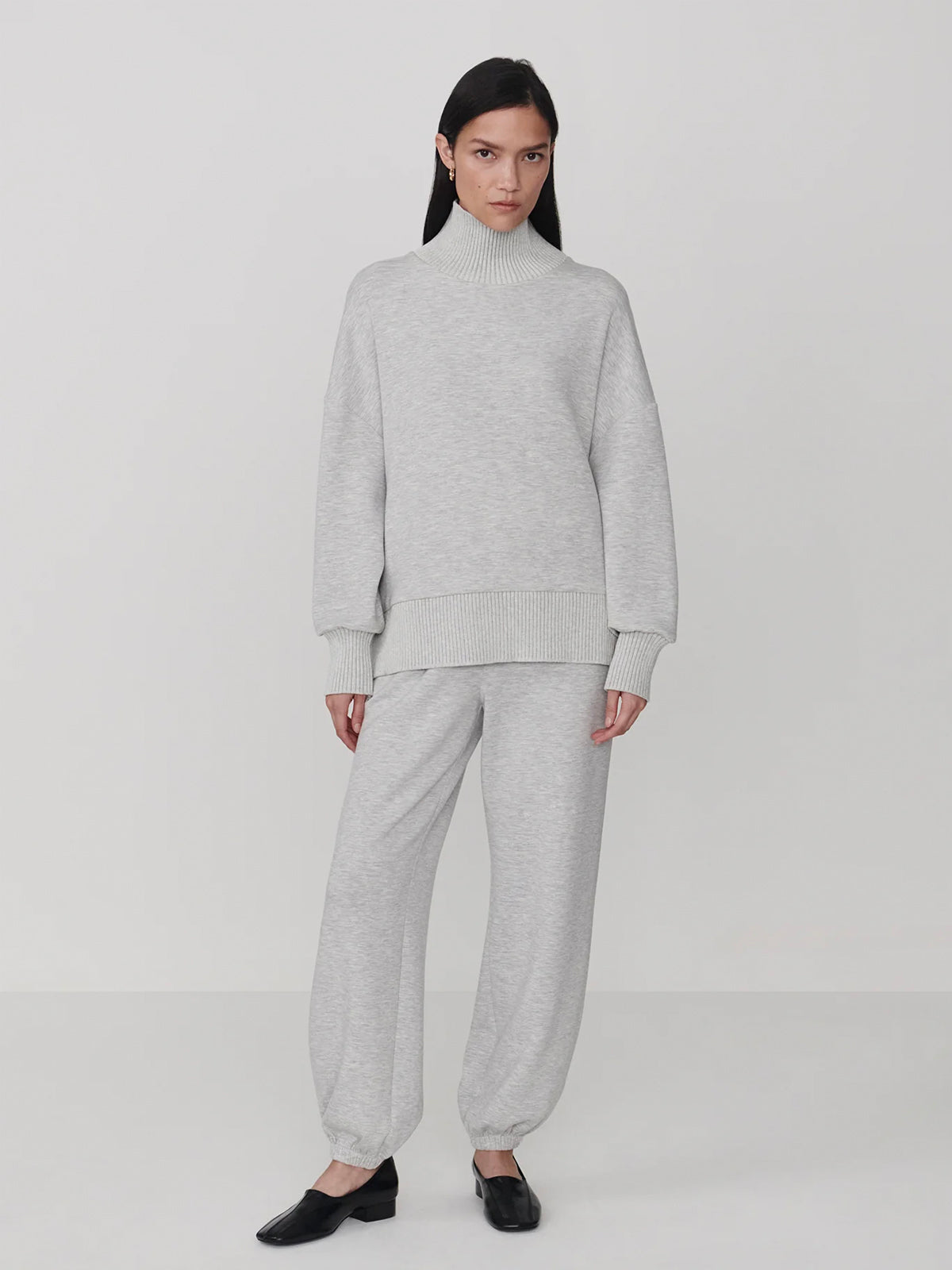 Varley Barker High Neck Sweat Light Grey Marl