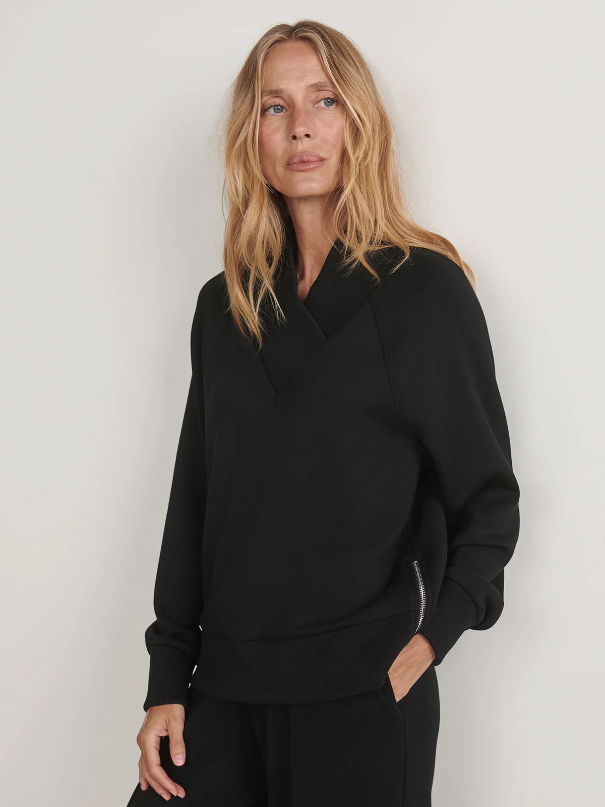 Varley Macie Zip Hem Sweat Black