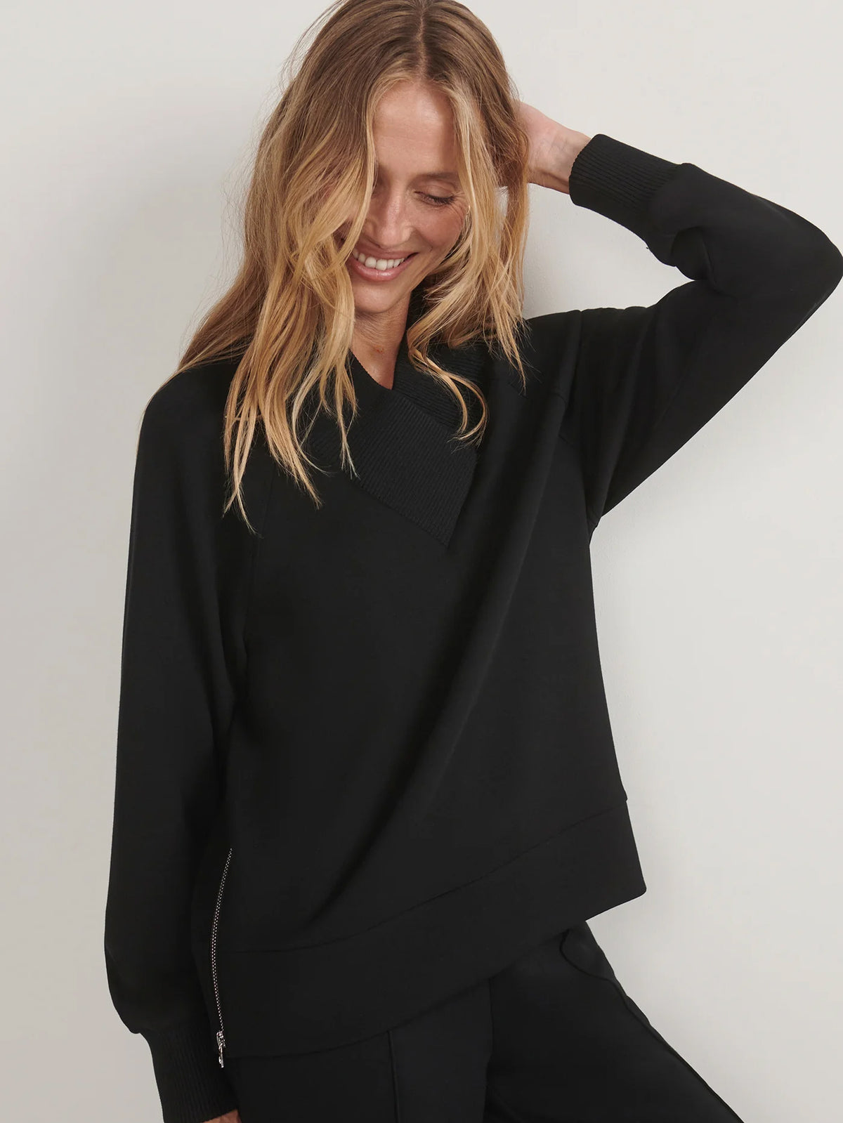 Varley Macie Zip Hem Sweat Black