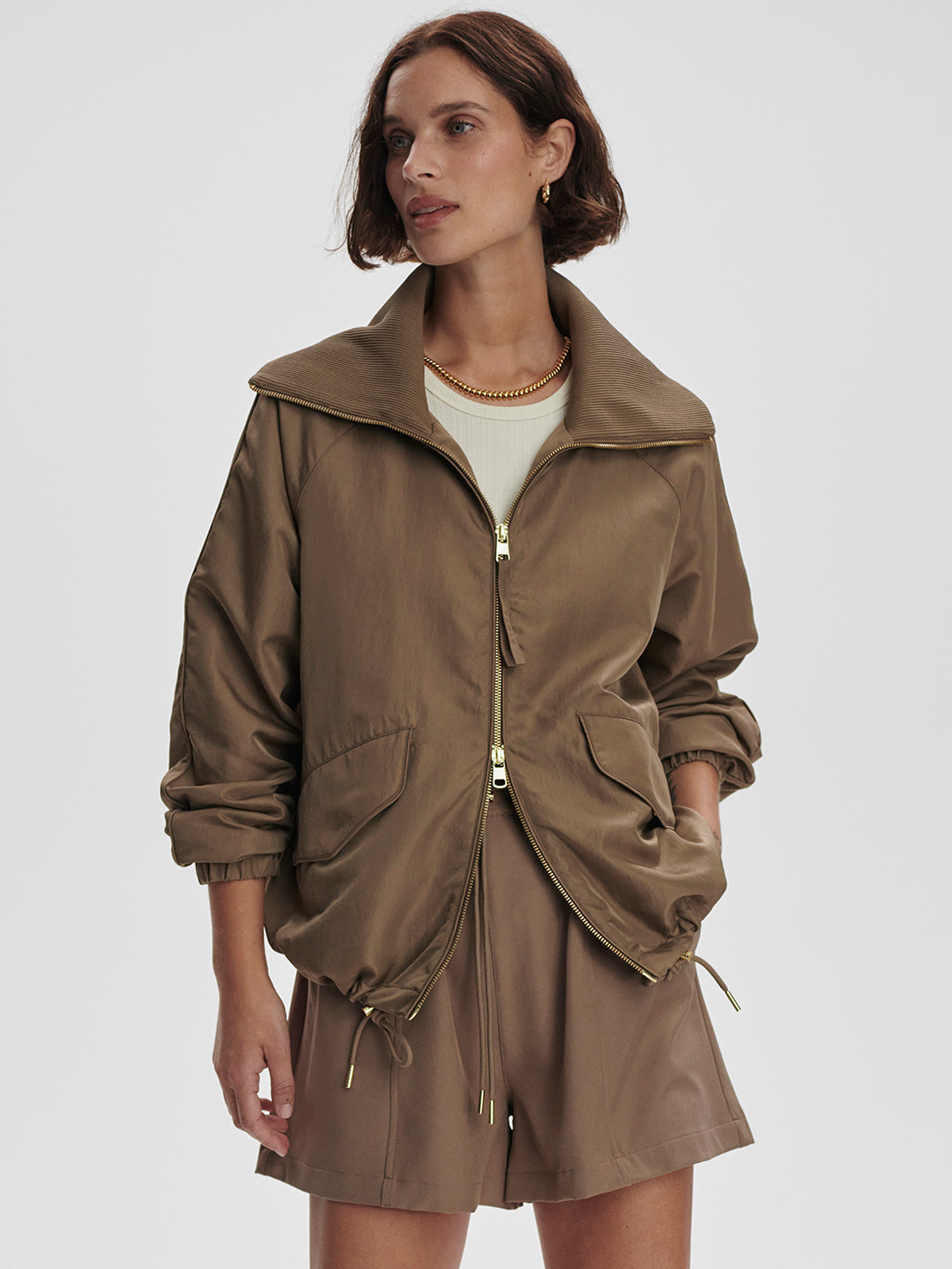 Varley Morven Blouson Jacket Taupe Stone