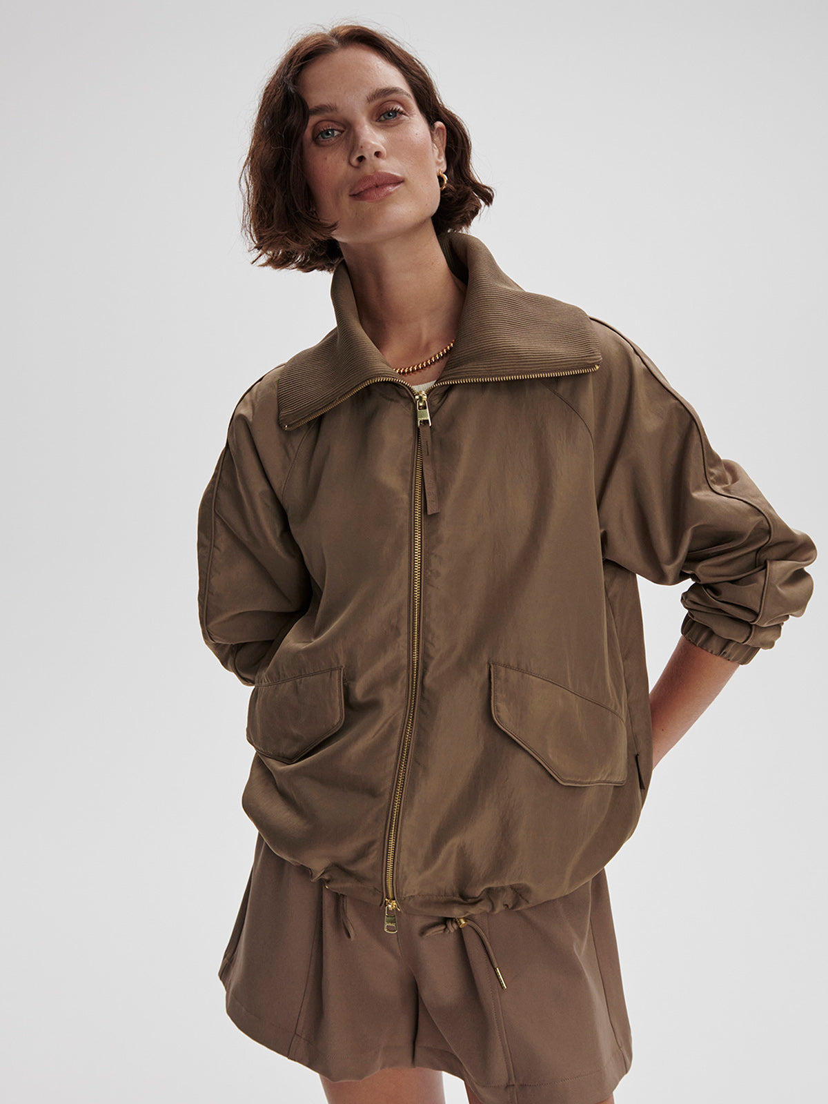 Varley Morven Blouson Jacket Taupe Stone