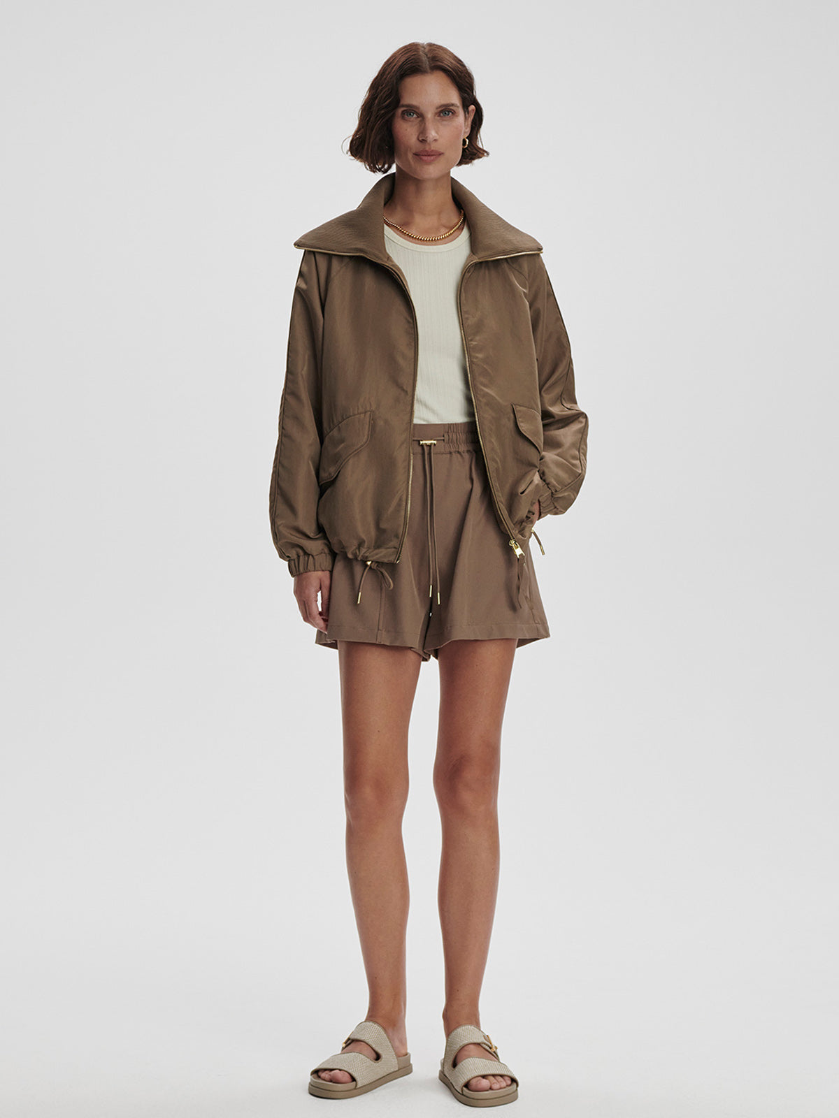 Varley Morven Blouson Jacket Taupe Stone