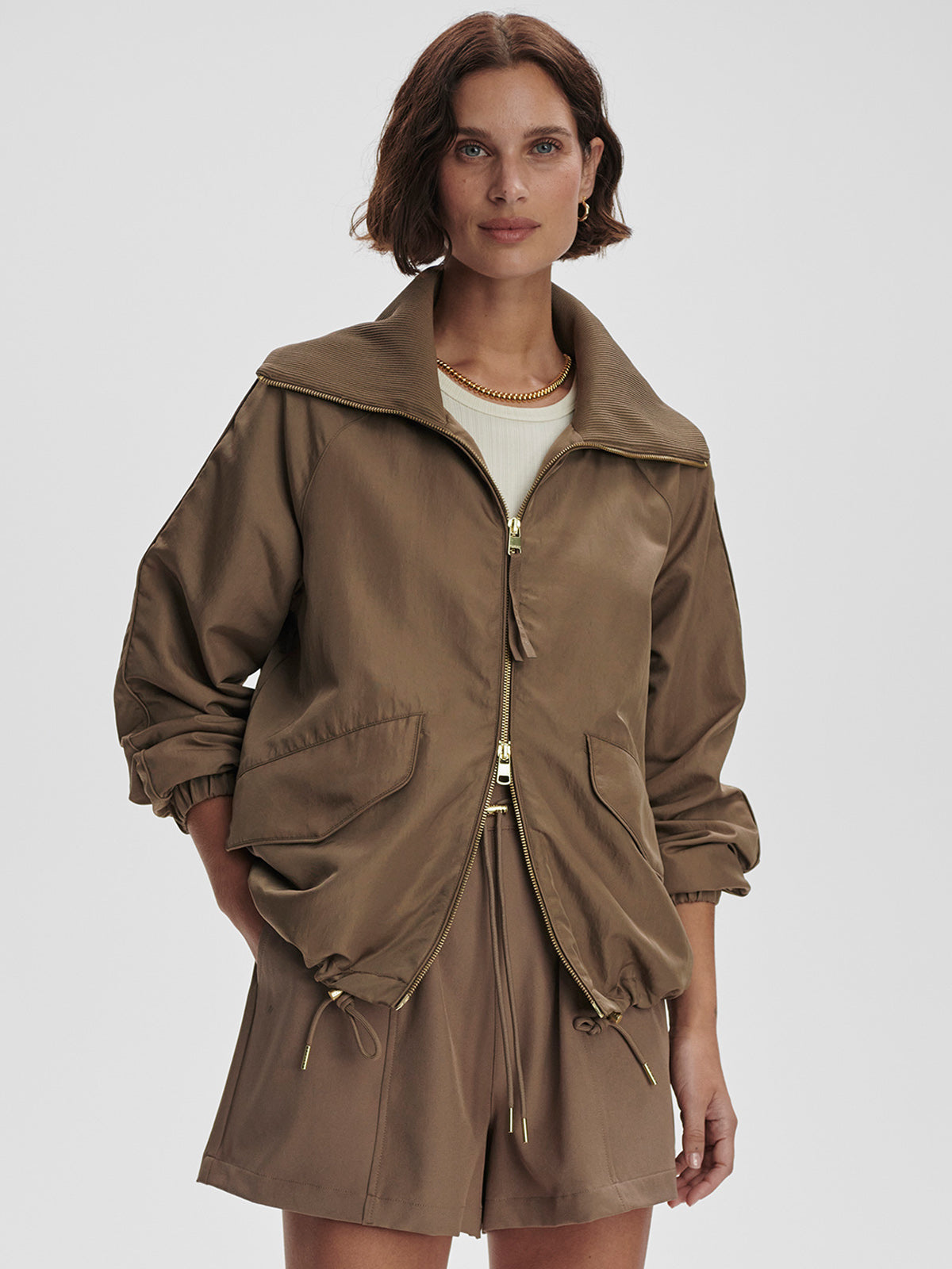 Varley Morven Blouson Jacket Taupe Stone