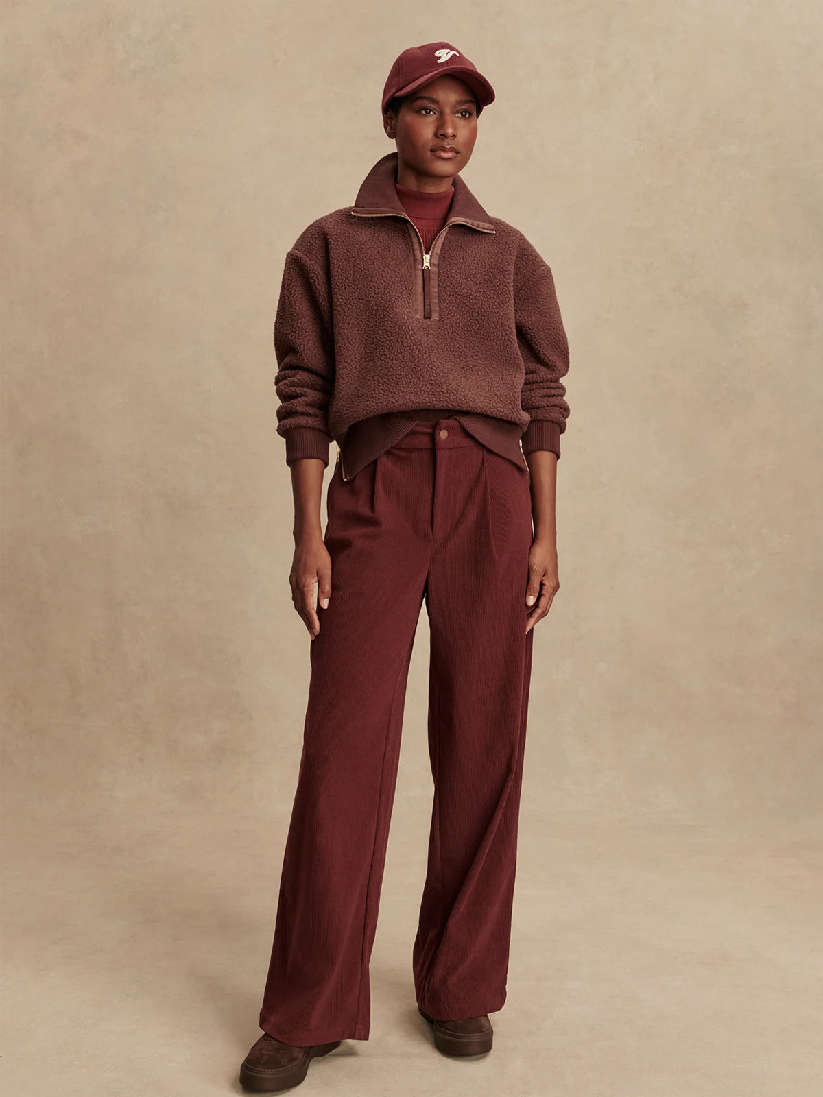 Varley Roselle Half Zip Fleece Deep Mahogany
