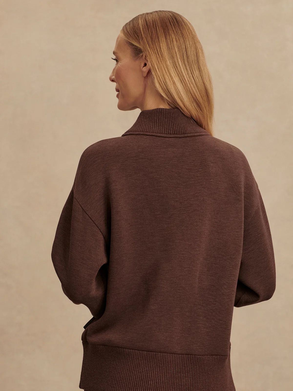 Varley Sally Half Zip Sweat Coffee Bean Marl