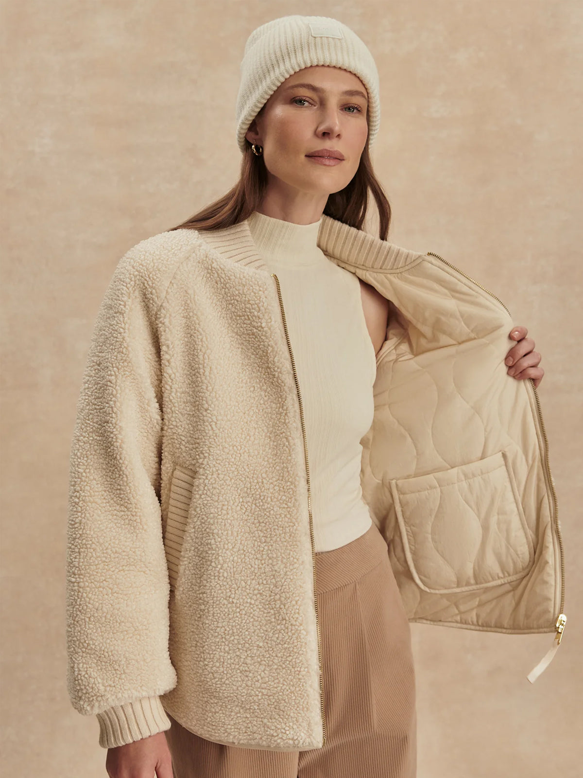 Varley Serina Reversible Quilt Jacket Sandshell