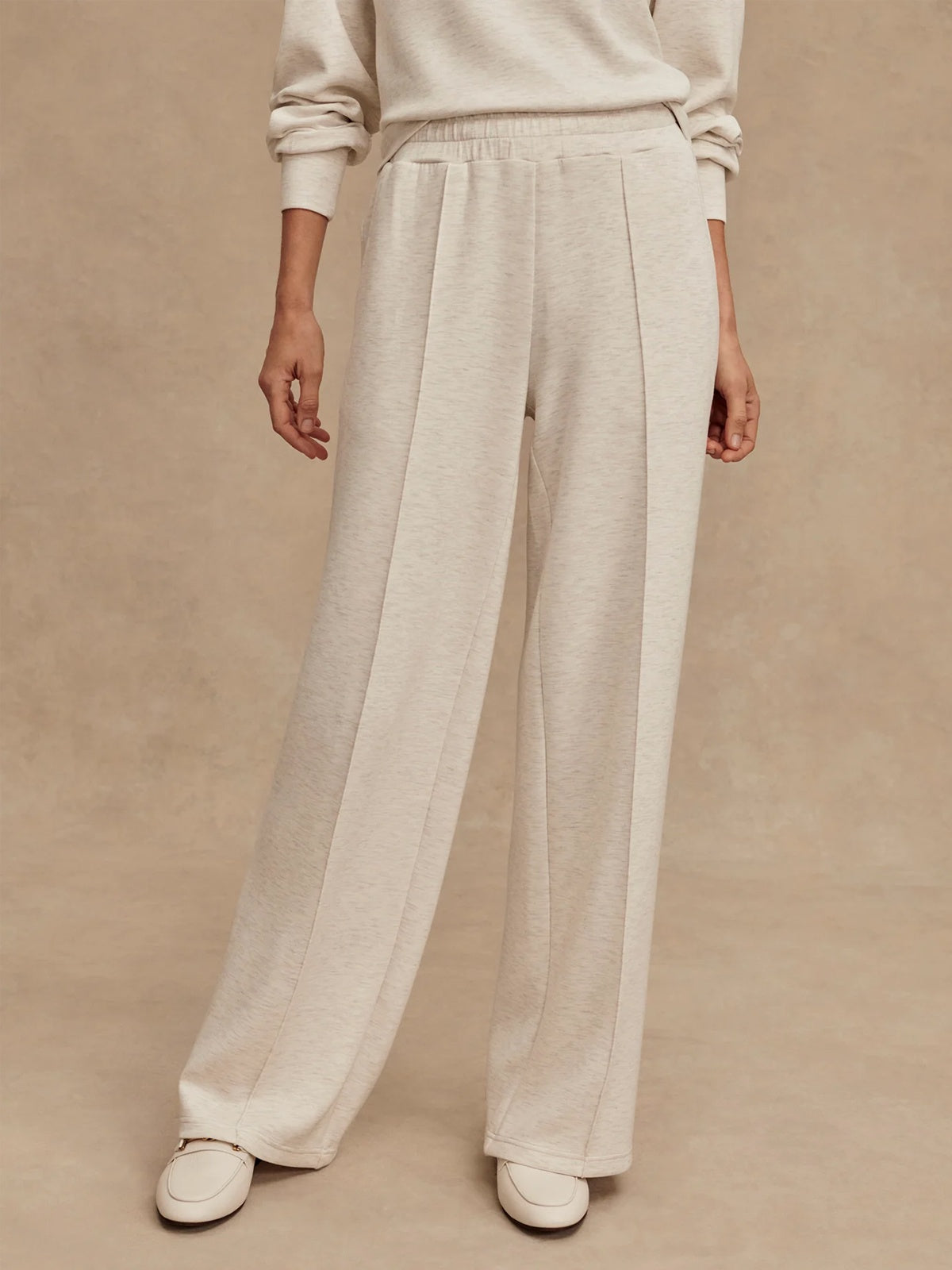 Varley The Wide Leg Pant 30 Ivory Marl