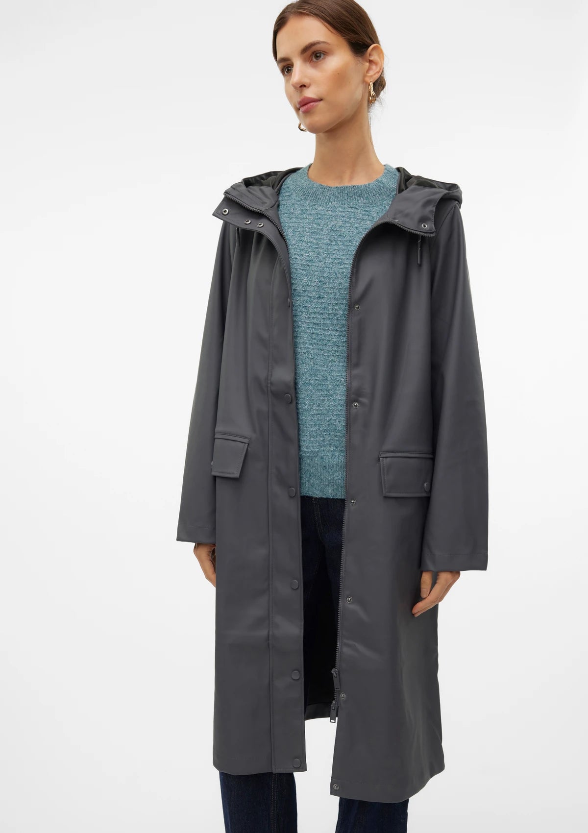 Malou Coated Raincoat Asphalt Grey