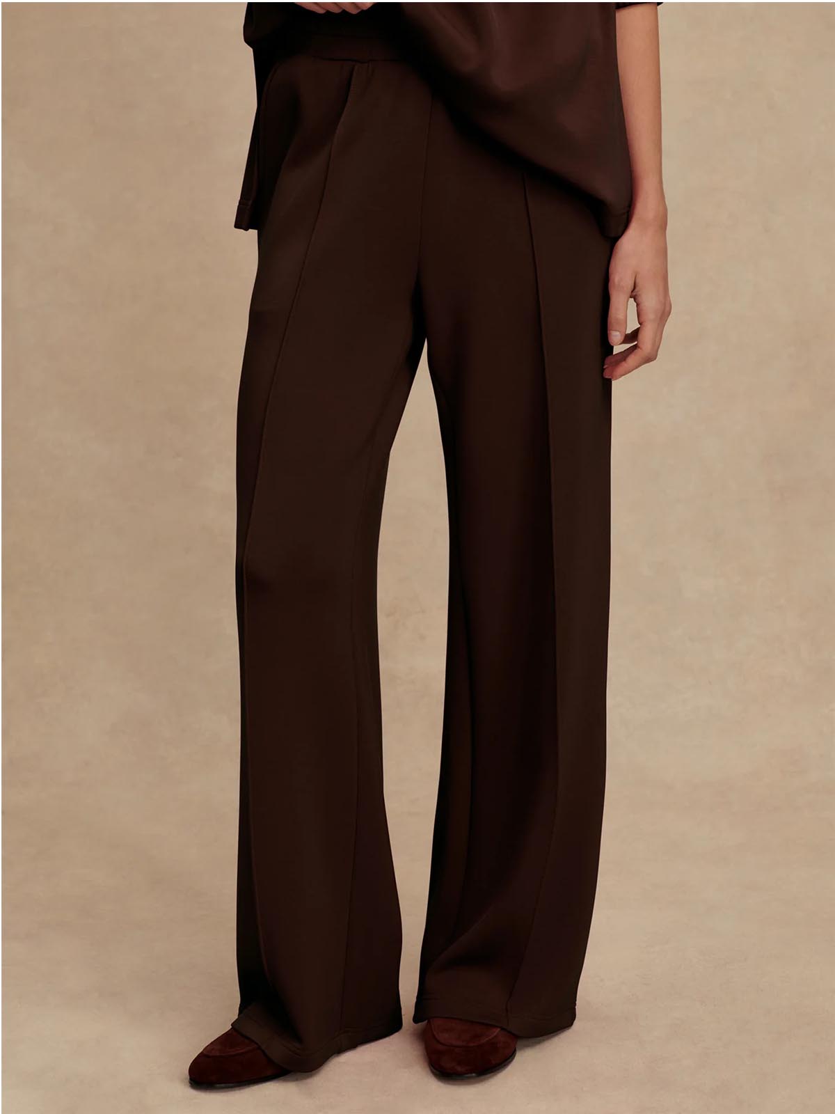 Varley The Wide Leg Pant 30 Coffee Bean Marl