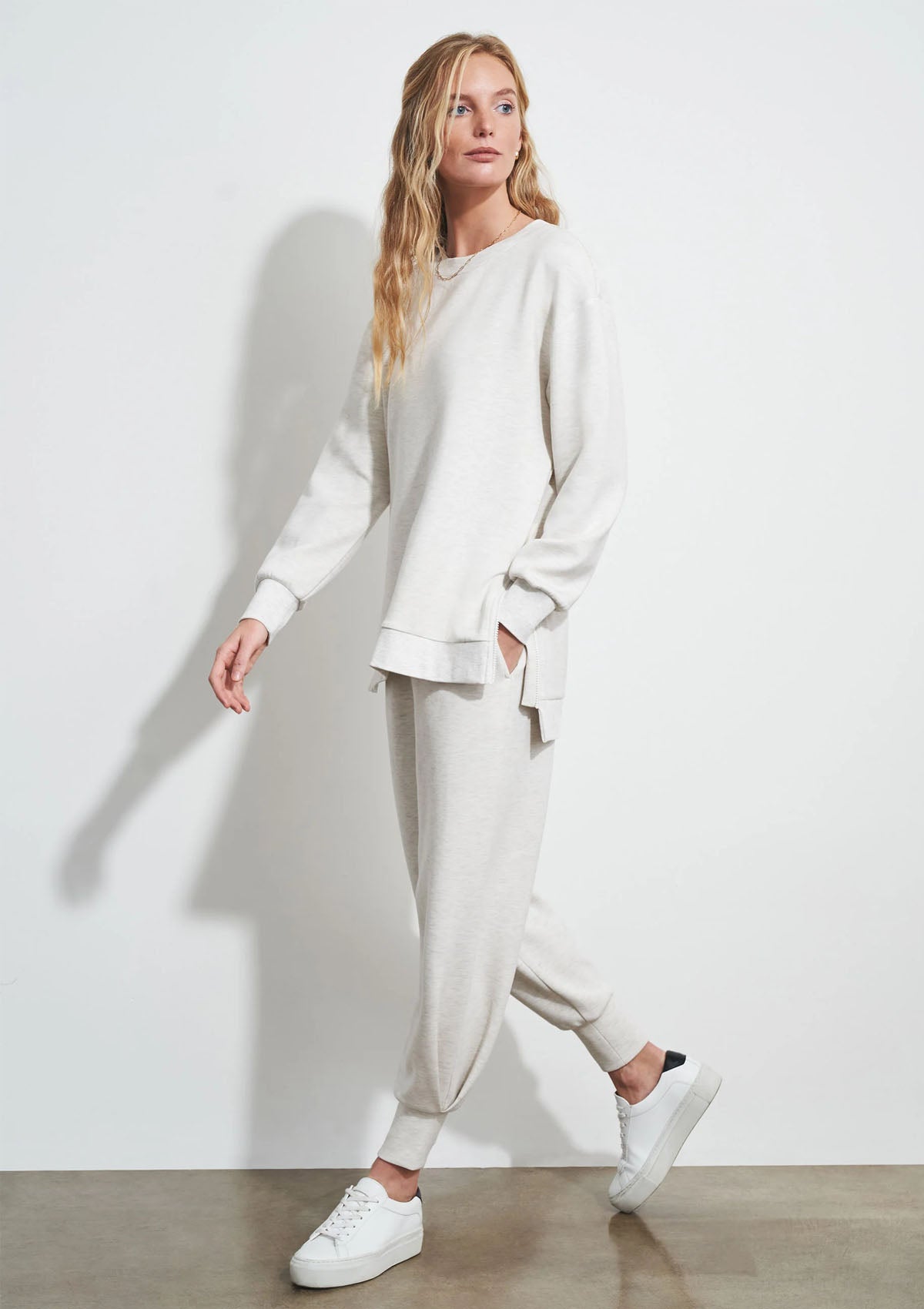 Varley Charter Sweat Ivory Marl