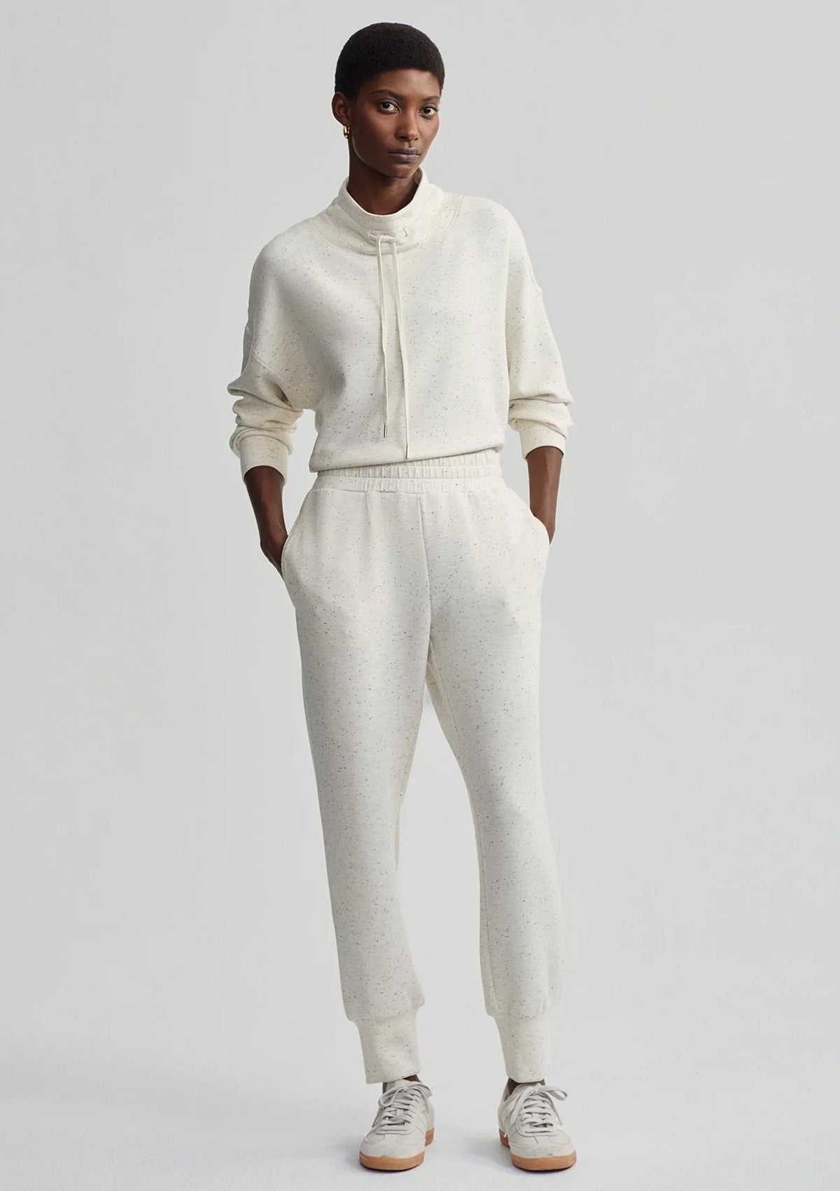 Varley The Slim Cuff Pant 27.5 Ivory Marl Fleck