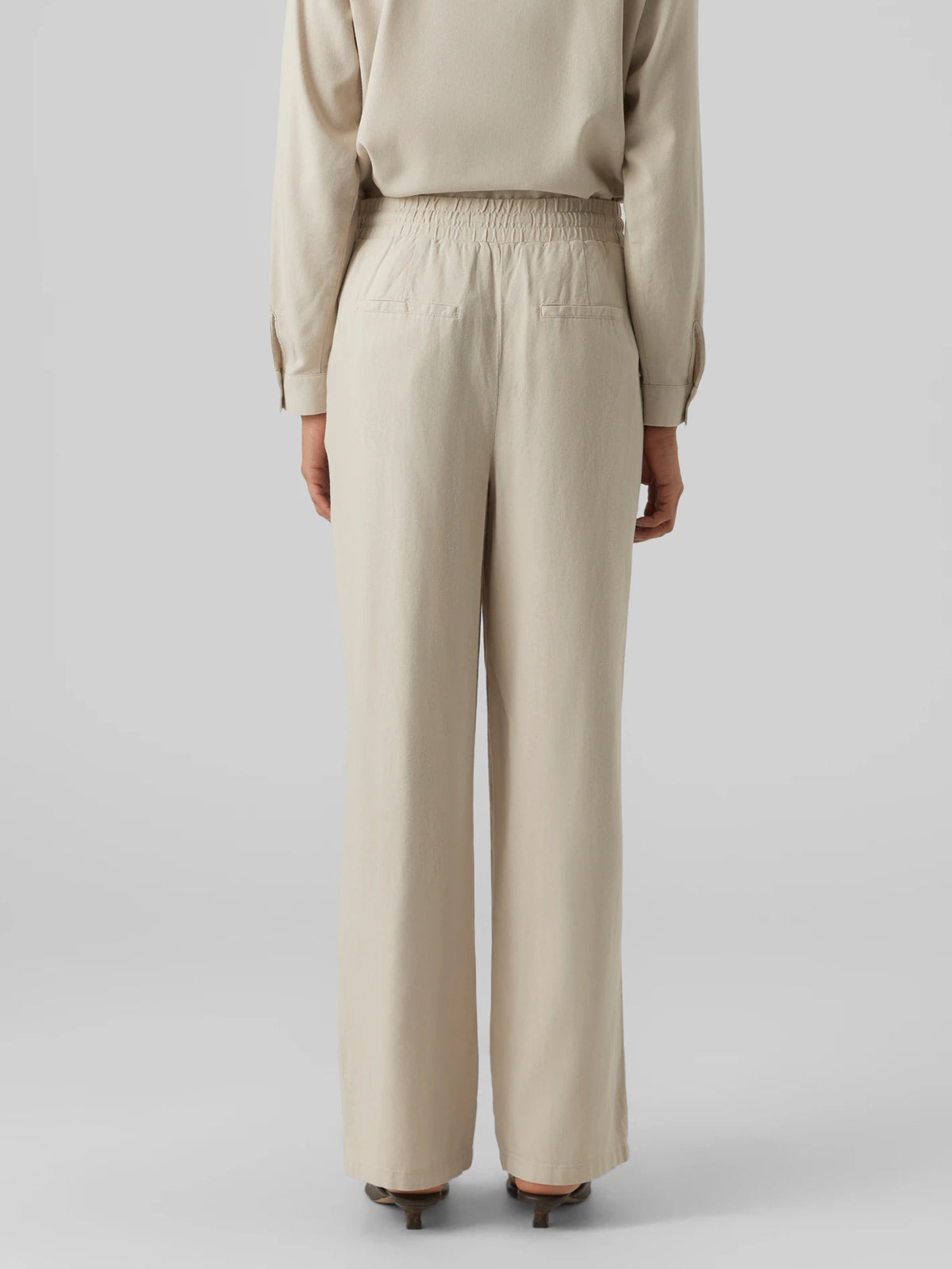Wide Leg Linen Trousers Oatmeal