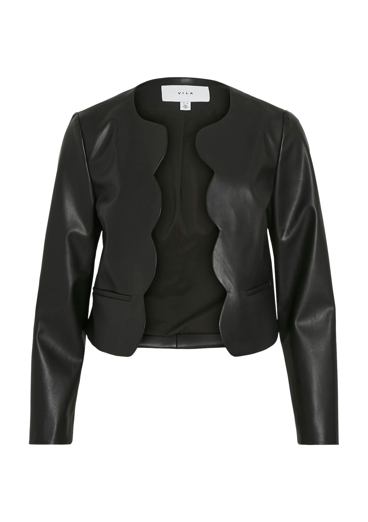 Vila Scallop Faux Leather Short Jacket