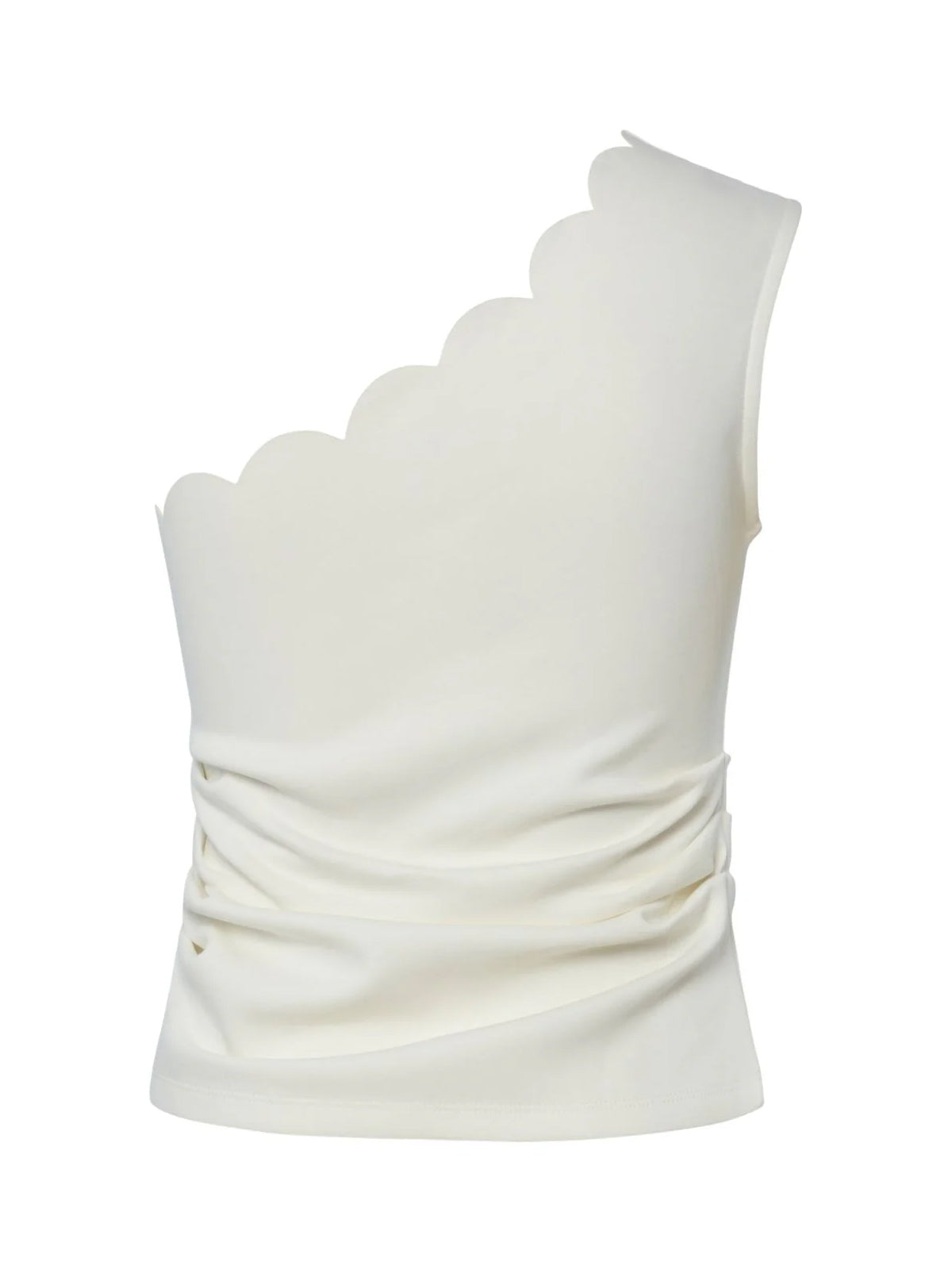 YAS Scallop One Shoulder Top White