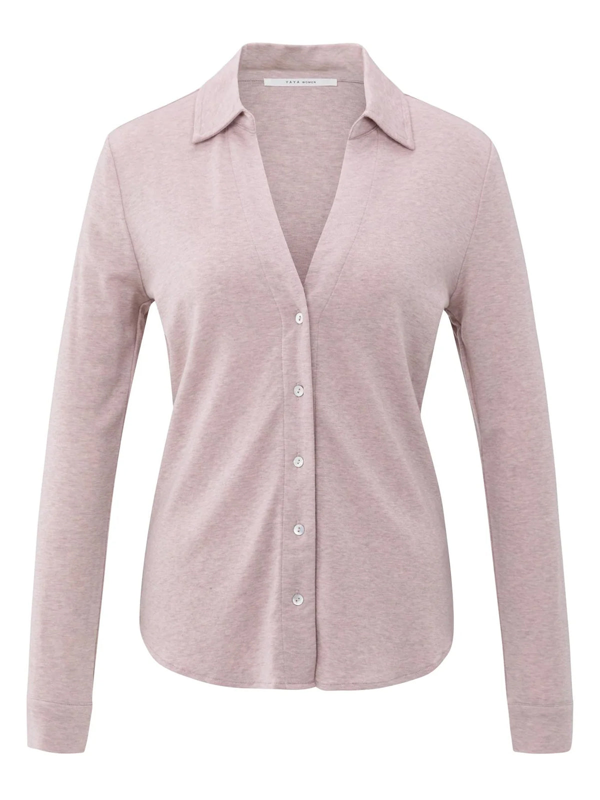 YAYA V-Neck Jersey Blouse Pink Melange