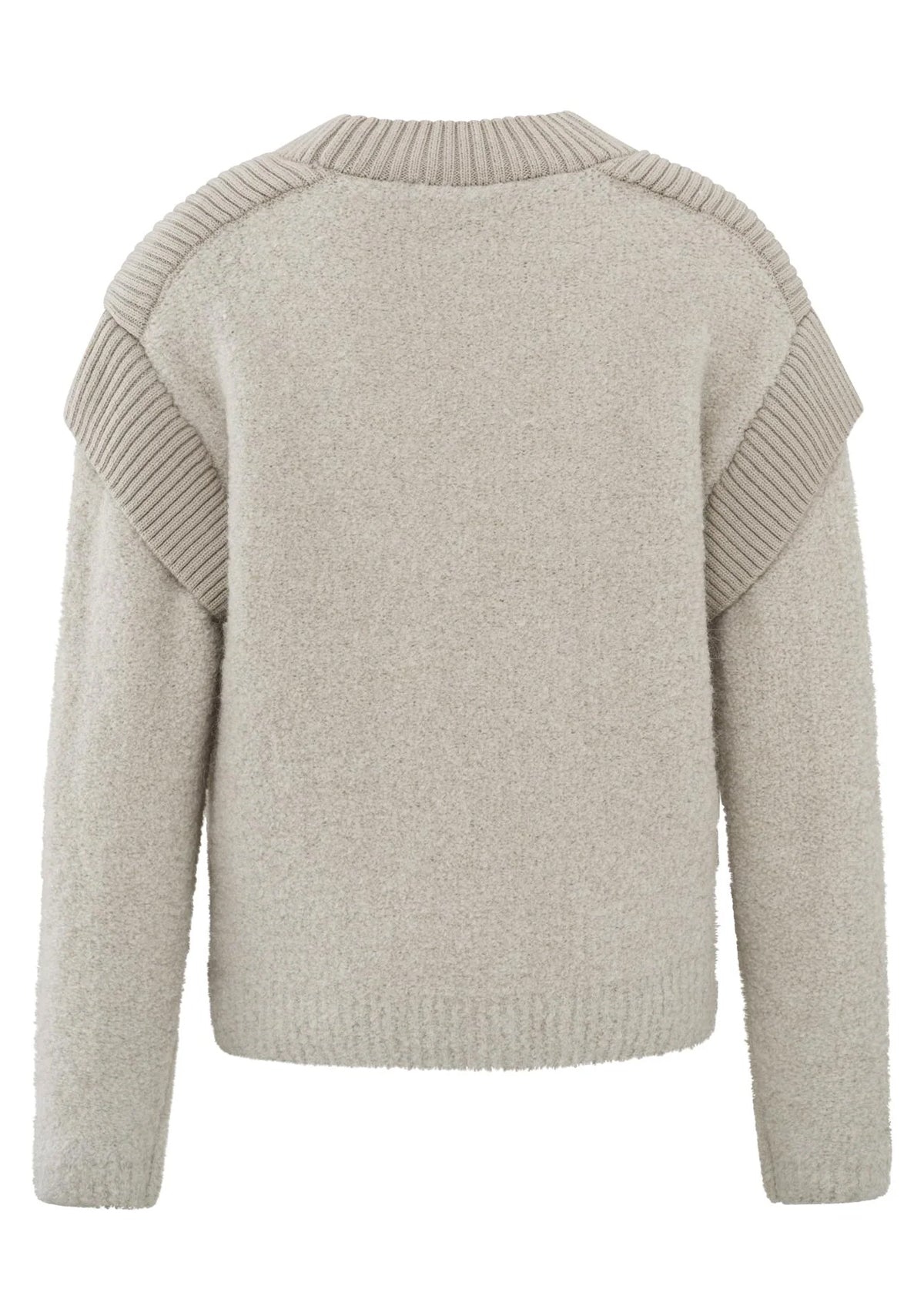 YAYA Boucle Sweater With Round Neck And Long Sleeves Beige