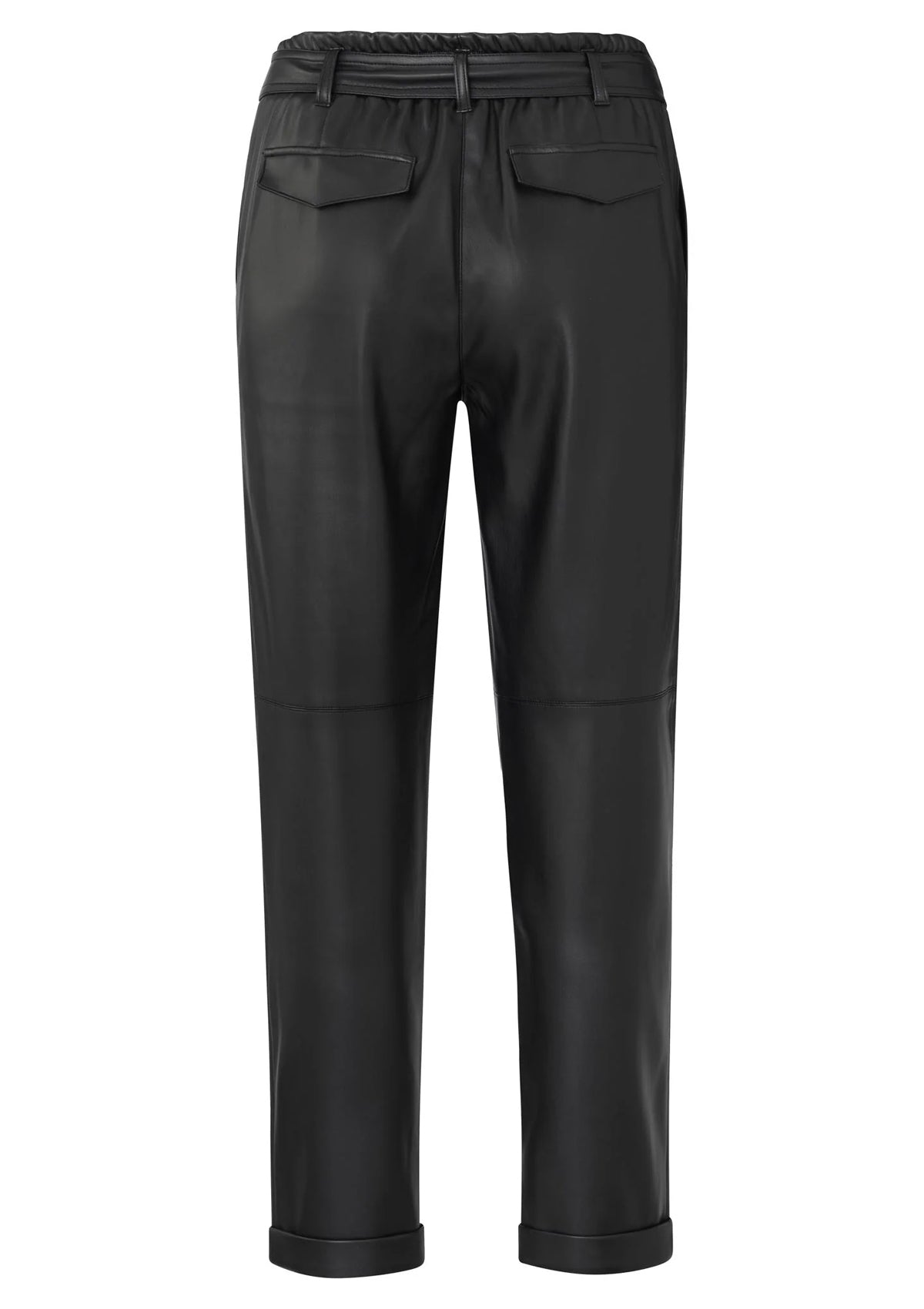 YAYA Faux Leather Trousers With Belt And Zip Fly