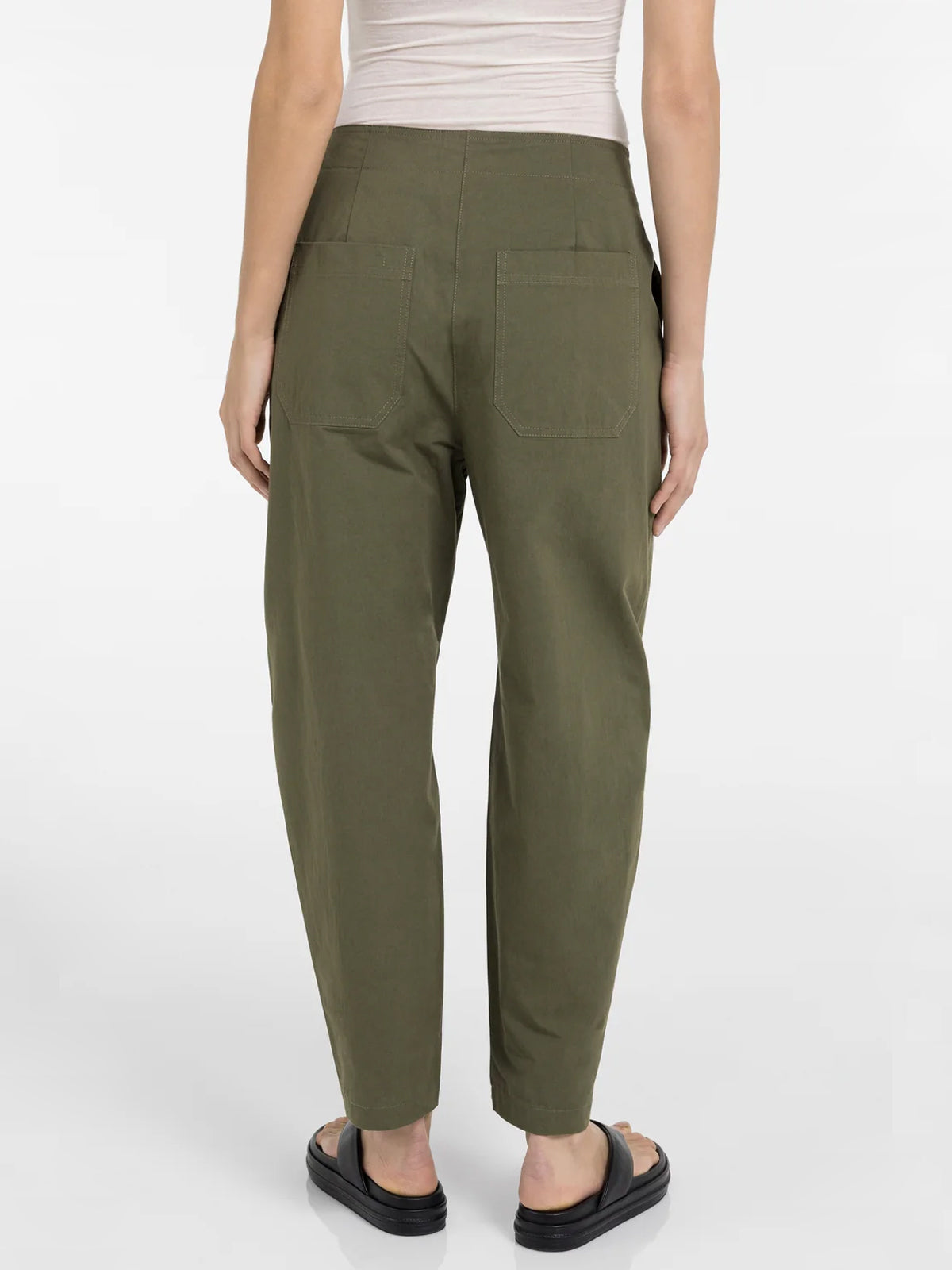YAYA High Waist Barrel Trousers Army Green